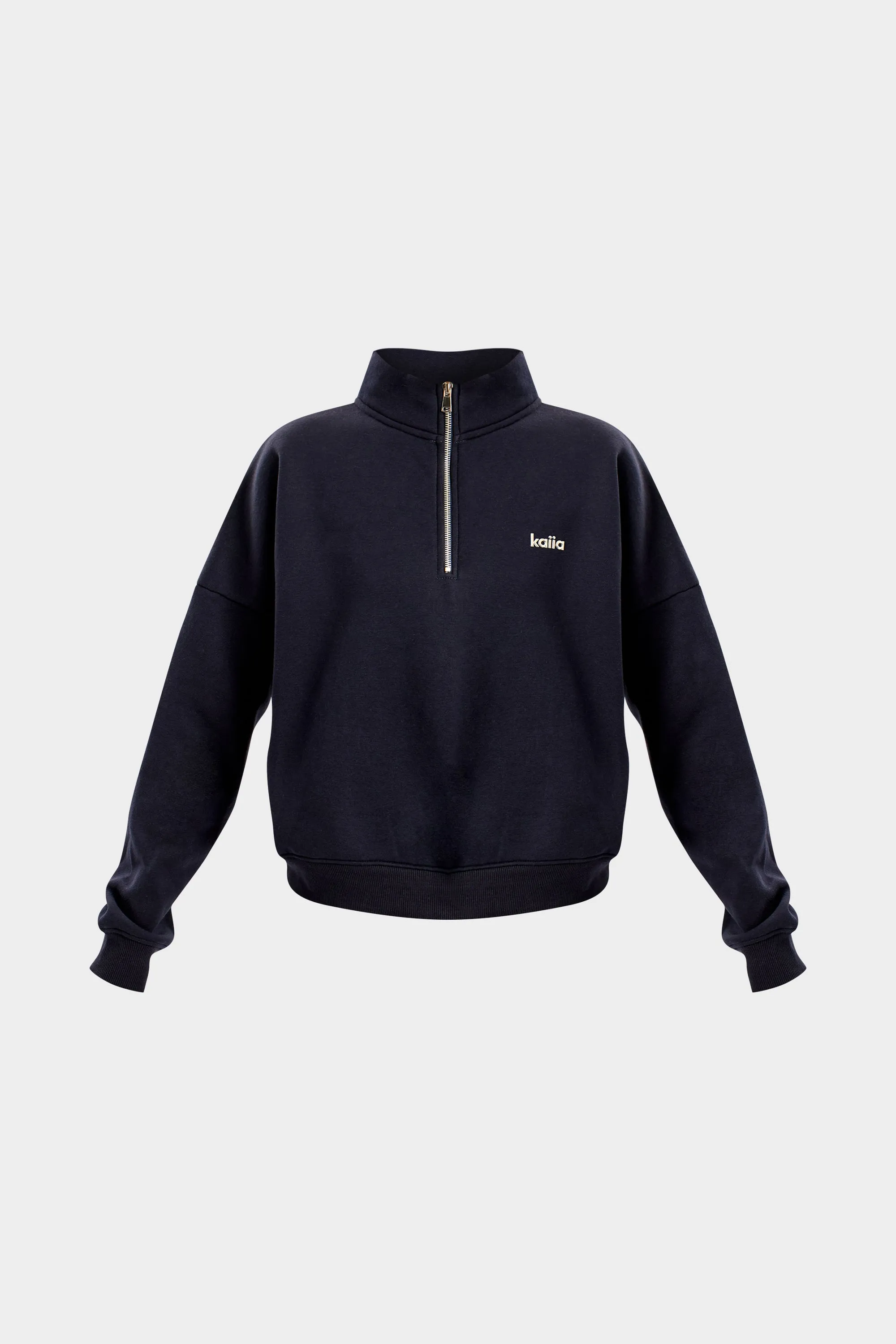 Kaiia Chrome Logo Oversized Quarter Zip Sweatshirt Navy sold by Kaiia the label product image thumbnail 5