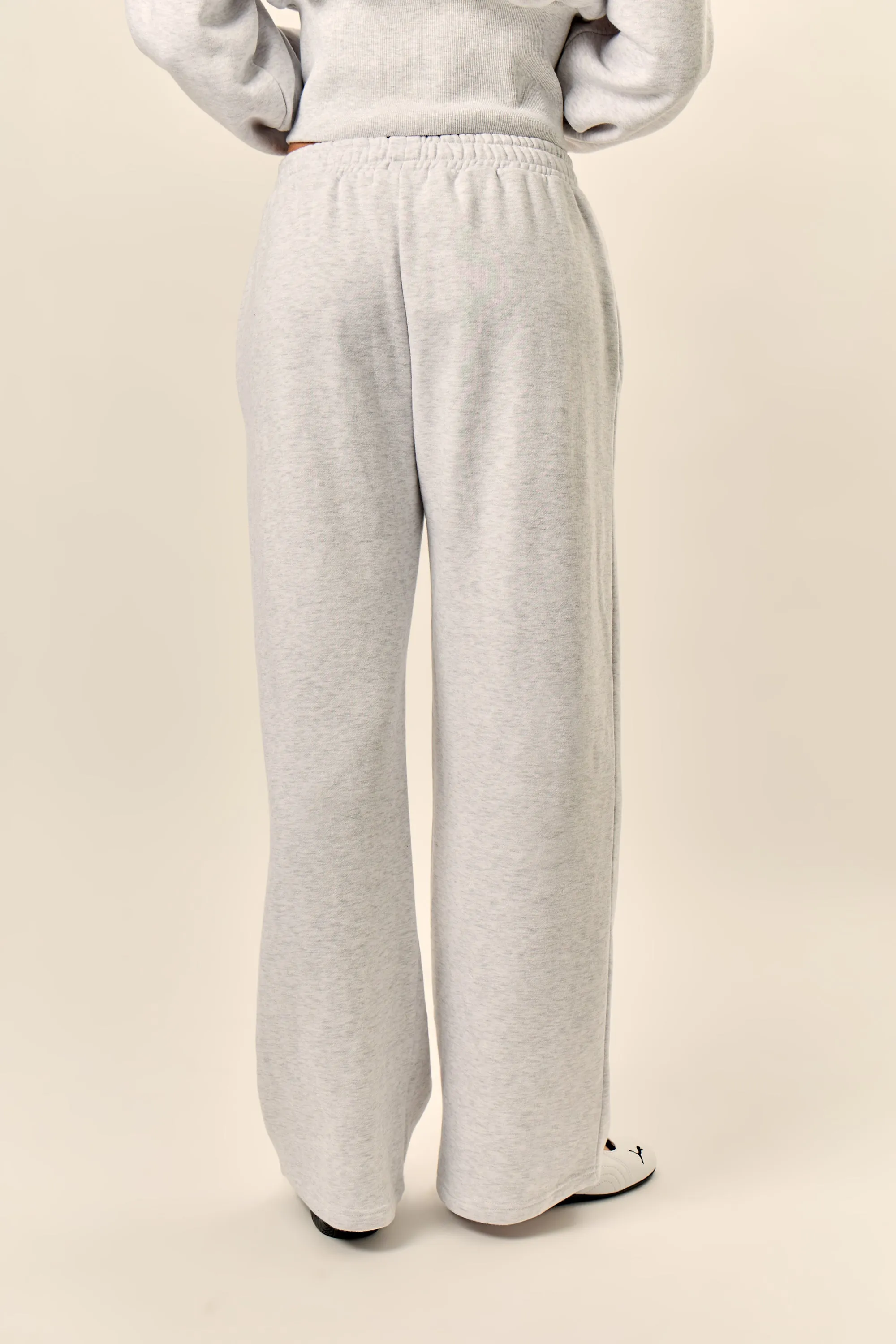 Kaiia Chrome Logo Mid Rise Wide Leg Joggers Light Grey Marl sold by Kaiia the label product image thumbnail 5