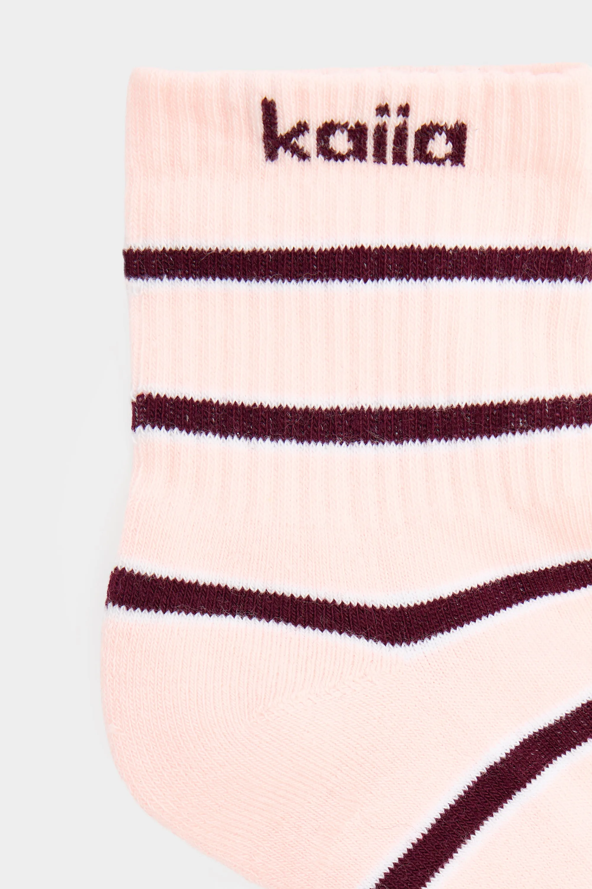 Pack of Three Kaiia Stripe Socks Pink , Cream & Burgundy sold by Kaiia the label product image thumbnail 3