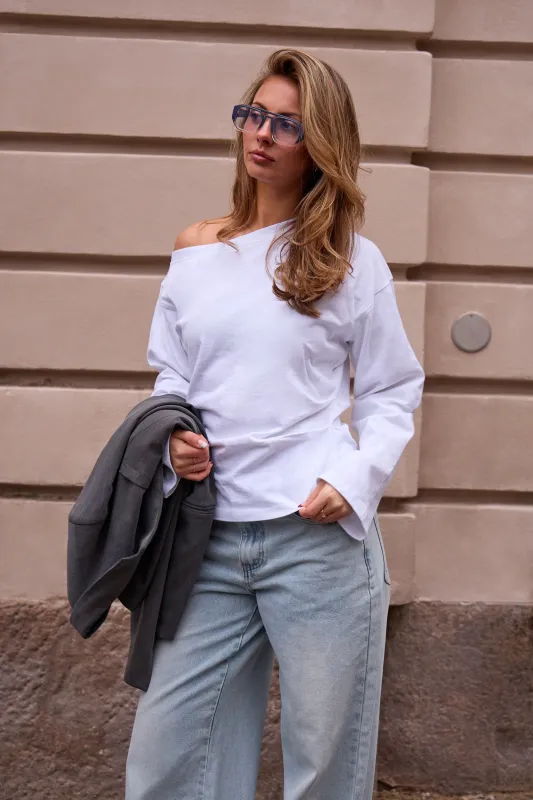 Kaiia Cinched Waist Off the Shoulder Top White made by Kaiia the label