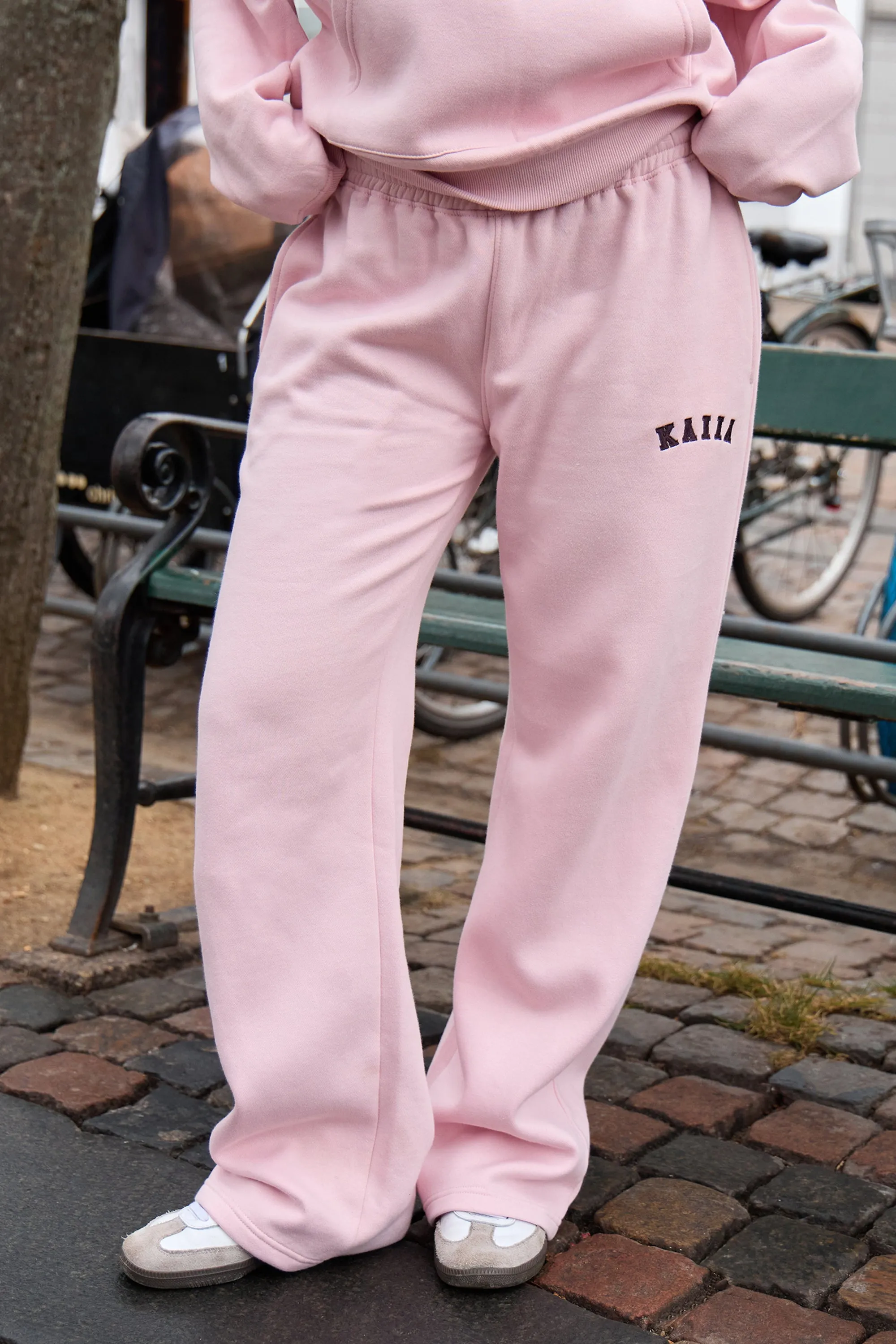 Kaiia Slogan Mid Rise Wide Leg Joggers Pink Chai & Bitter Chocolate sold by Kaiia the label product image thumbnail 3