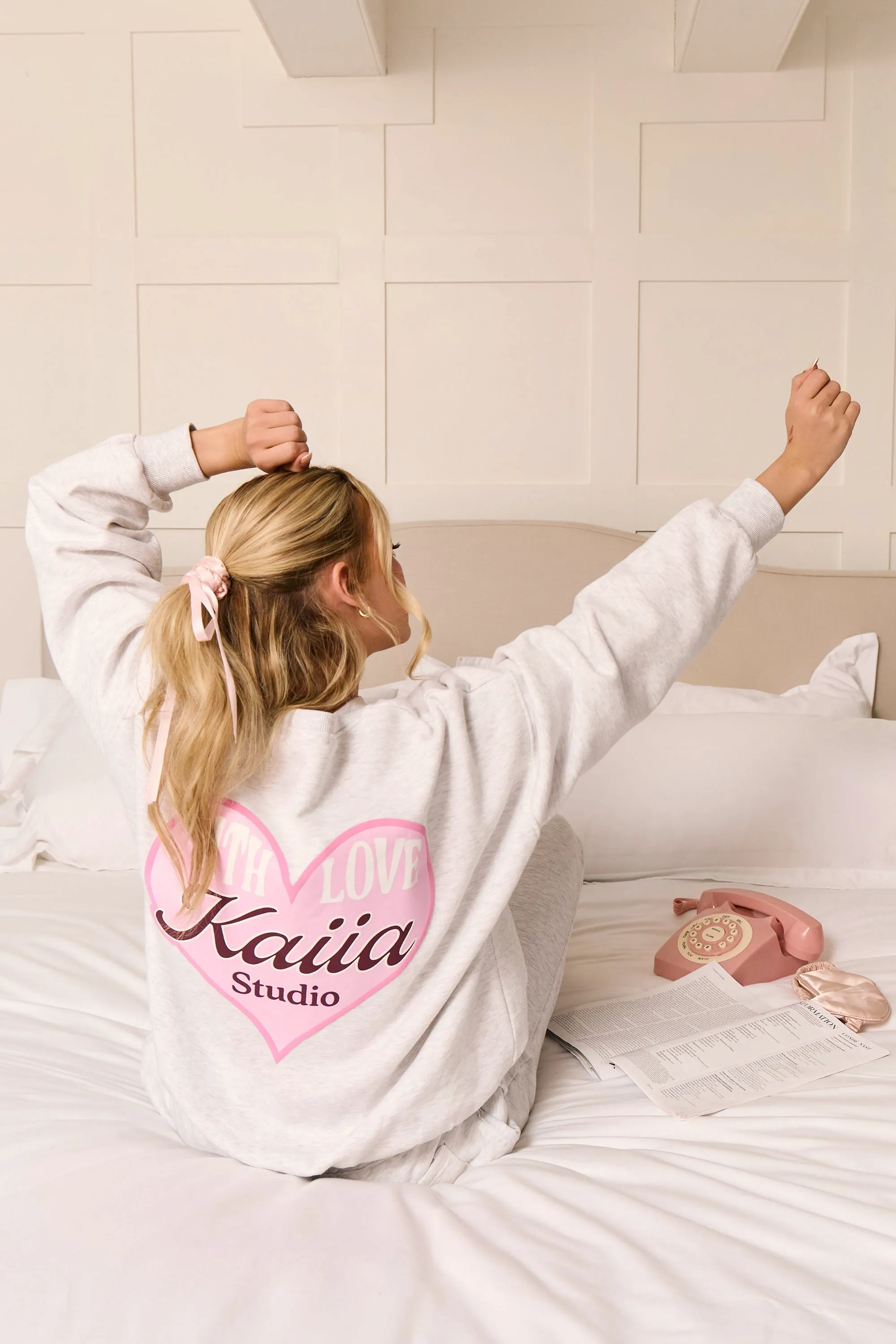 Kaiia With Love Oversized Sweatshirt Light Grey Marl & Pink sold by Kaiia the label product image thumbnail 4