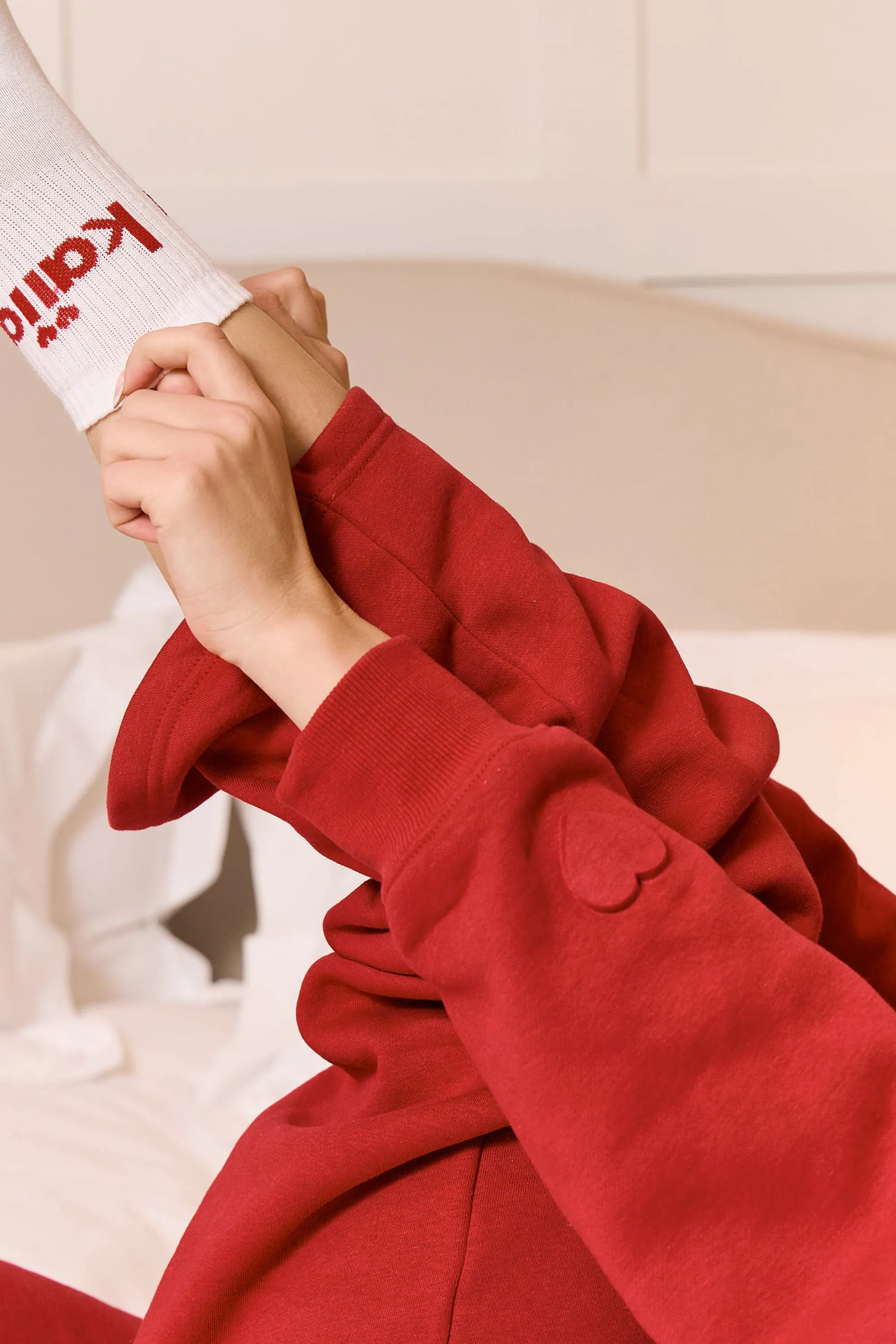 Kaiia Embossed Logo Oversized Hoodie Red Rose sold by Kaiia the label product image thumbnail 5