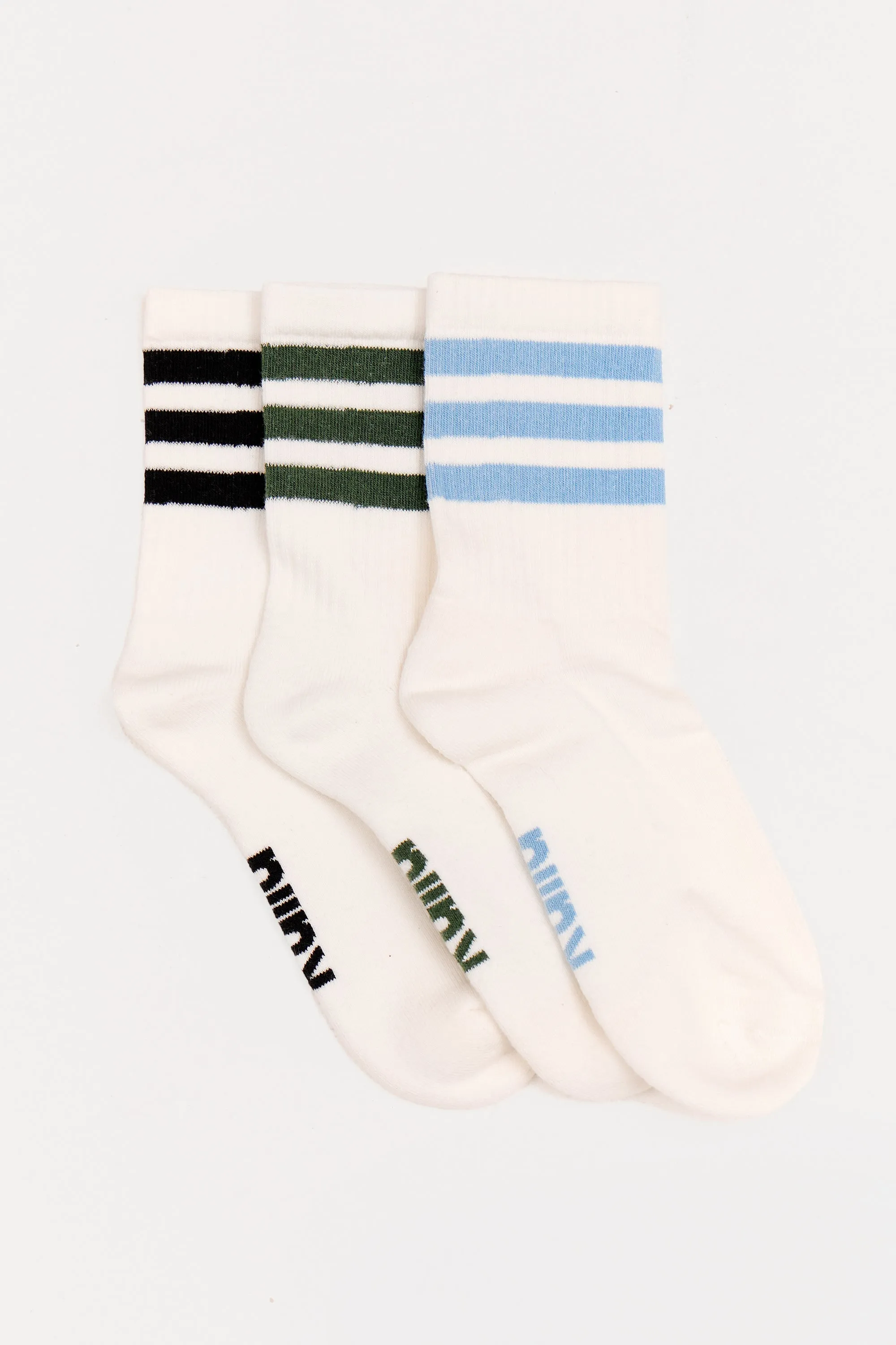 Pack of Three Kaiia Contrast Stripe Socks Black, Blue & Green sold by Kaiia the label product image thumbnail 3