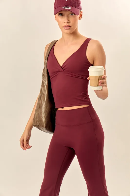 Kaiia Sculpt Cross Over Padded Top Dark Cherry made by Kaiia the label