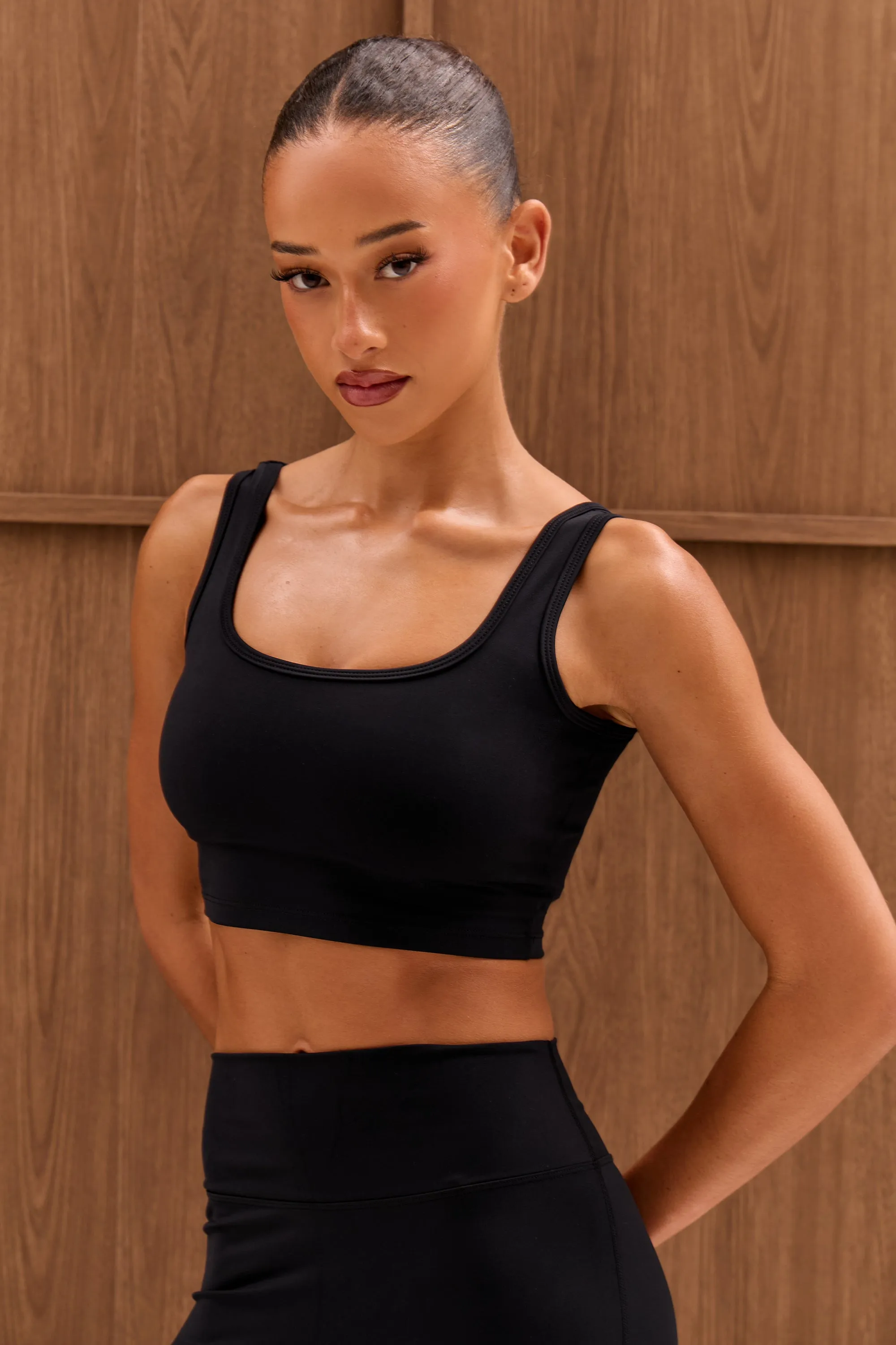 Kaiia Sculpt Square Neck Crop Top Black sold by Kaiia the label