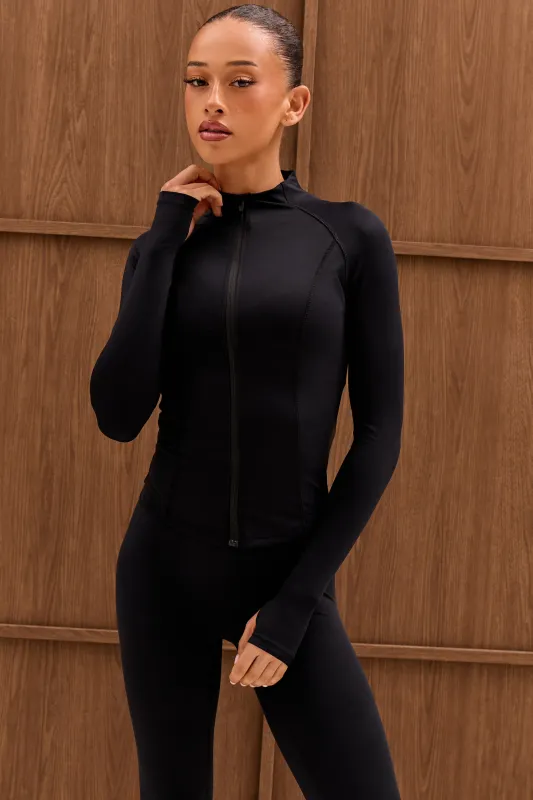 Kaiia Sculpt Long Sleeve Zip Through Fitted Jacket Black made by Kaiia the label