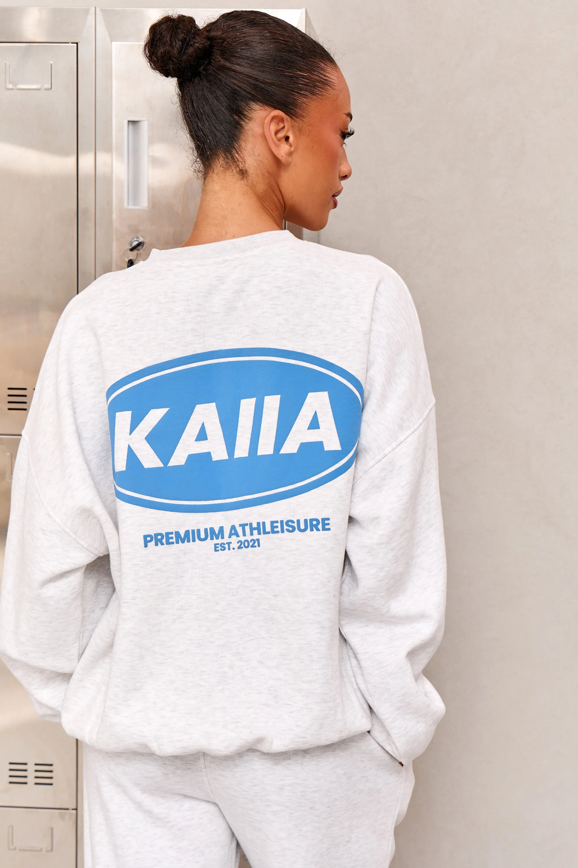 Kaiia Athleisure Oversized Sweatshirt Light Grey Marl & Vibrant Blue sold by Kaiia the label product image thumbnail 4