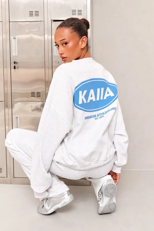 Kaiia Athleisure Oversized Sweatshirt Light Grey Marl & Vibrant Blue made by Kaiia the label