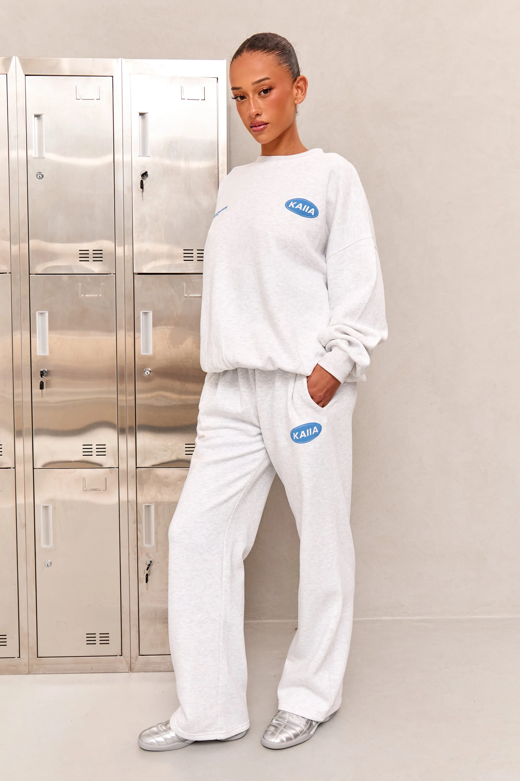 Kaiia Athleisure Oversized Sweatshirt Light Grey Marl & Vibrant Blue sold by Kaiia the label product image thumbnail 3