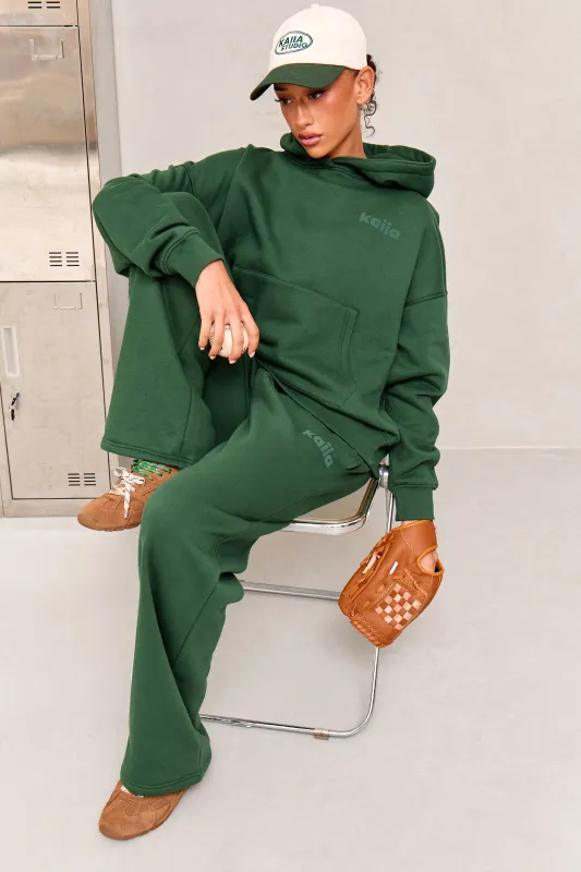 Kaiia Studio Flared Wide Leg Joggers Dark Green made by Kaiia the label