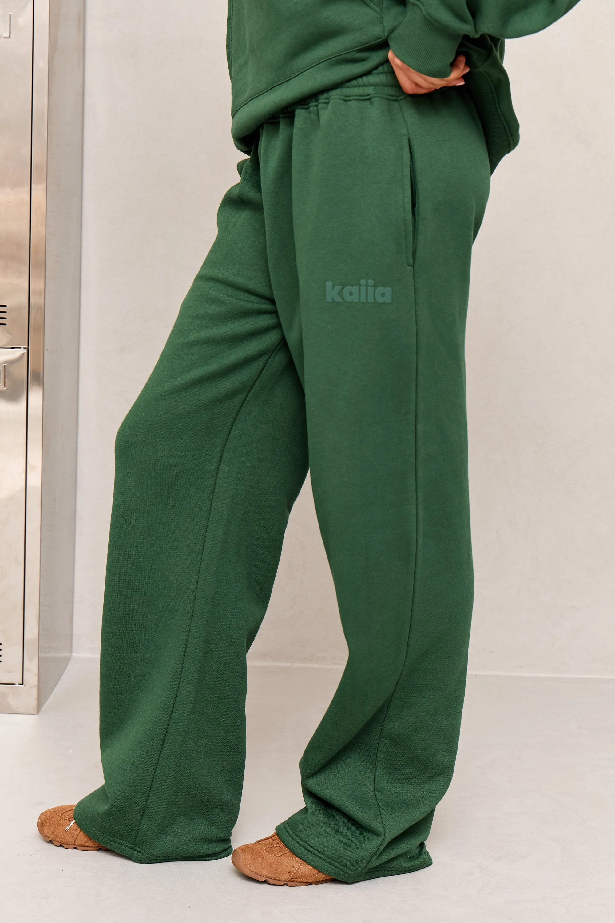 Kaiia Studio Flared Wide Leg Joggers Dark Green sold by Kaiia the label product image thumbnail 3