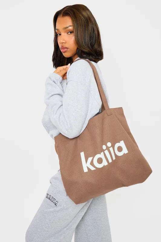 Kaiia Tote Bag Brown & Cream made by Kaiia the label