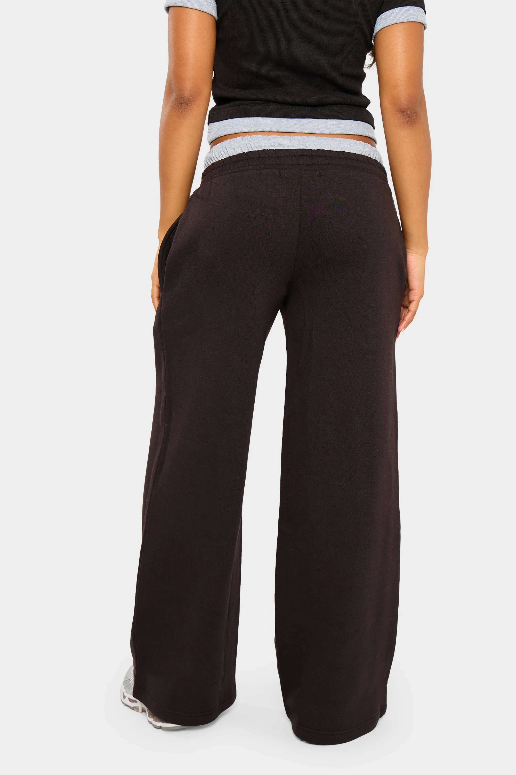 Kaiia Double Waist Wide Leg Joggers Black & Grey Marl sold by Kaiia the label product image thumbnail 4