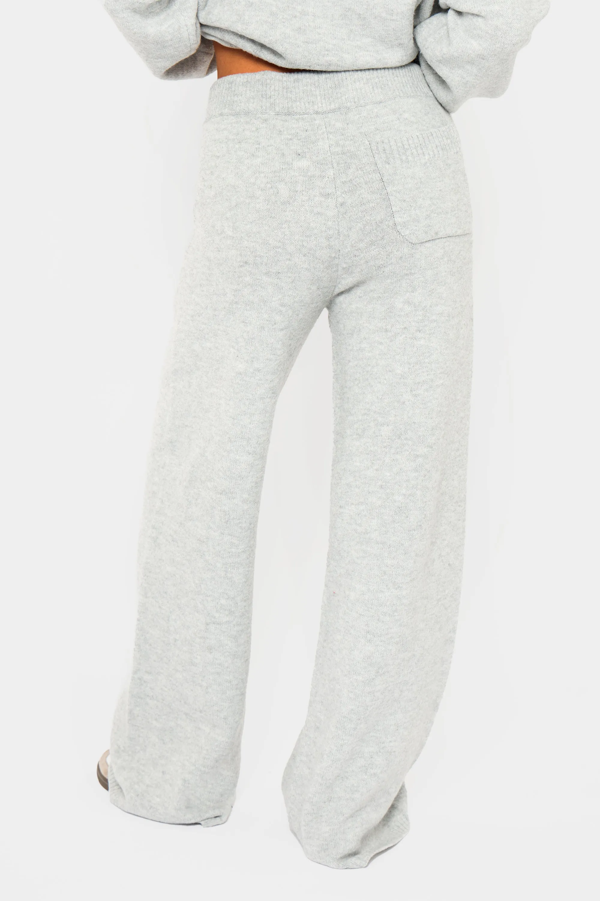 Kaiia Knit Wide Leg Trousers Grey Marl sold by Kaiia the label product image thumbnail 4