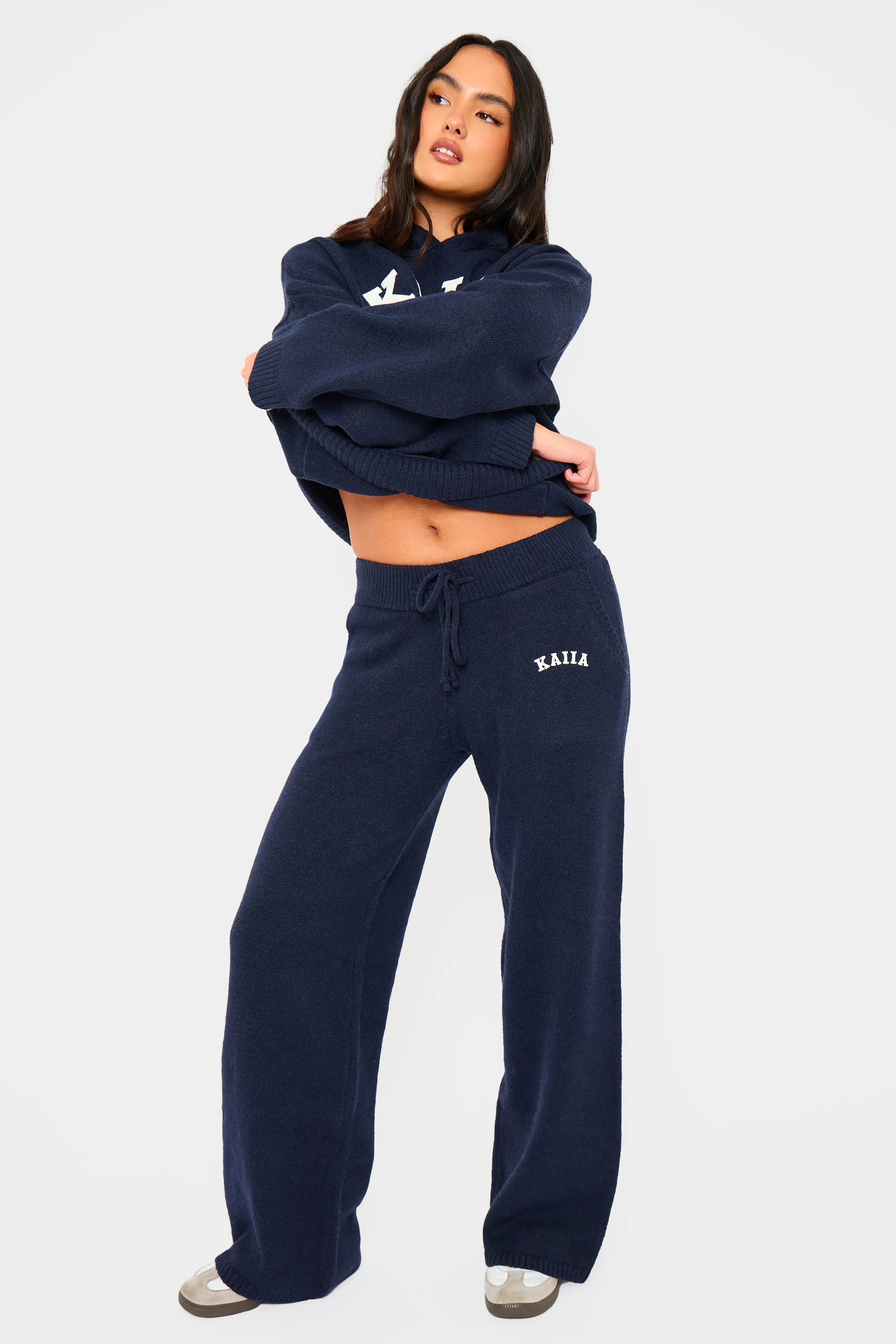 Kaiia Knit Wide Leg Trousers Navy sold by Kaiia the label