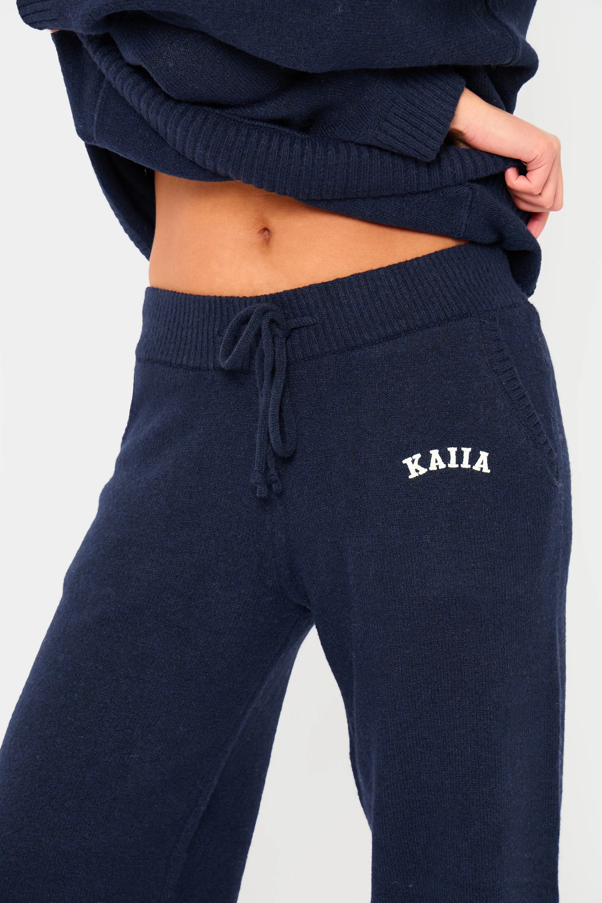 Kaiia Knit Wide Leg Trousers Navy sold by Kaiia the label product image thumbnail 2