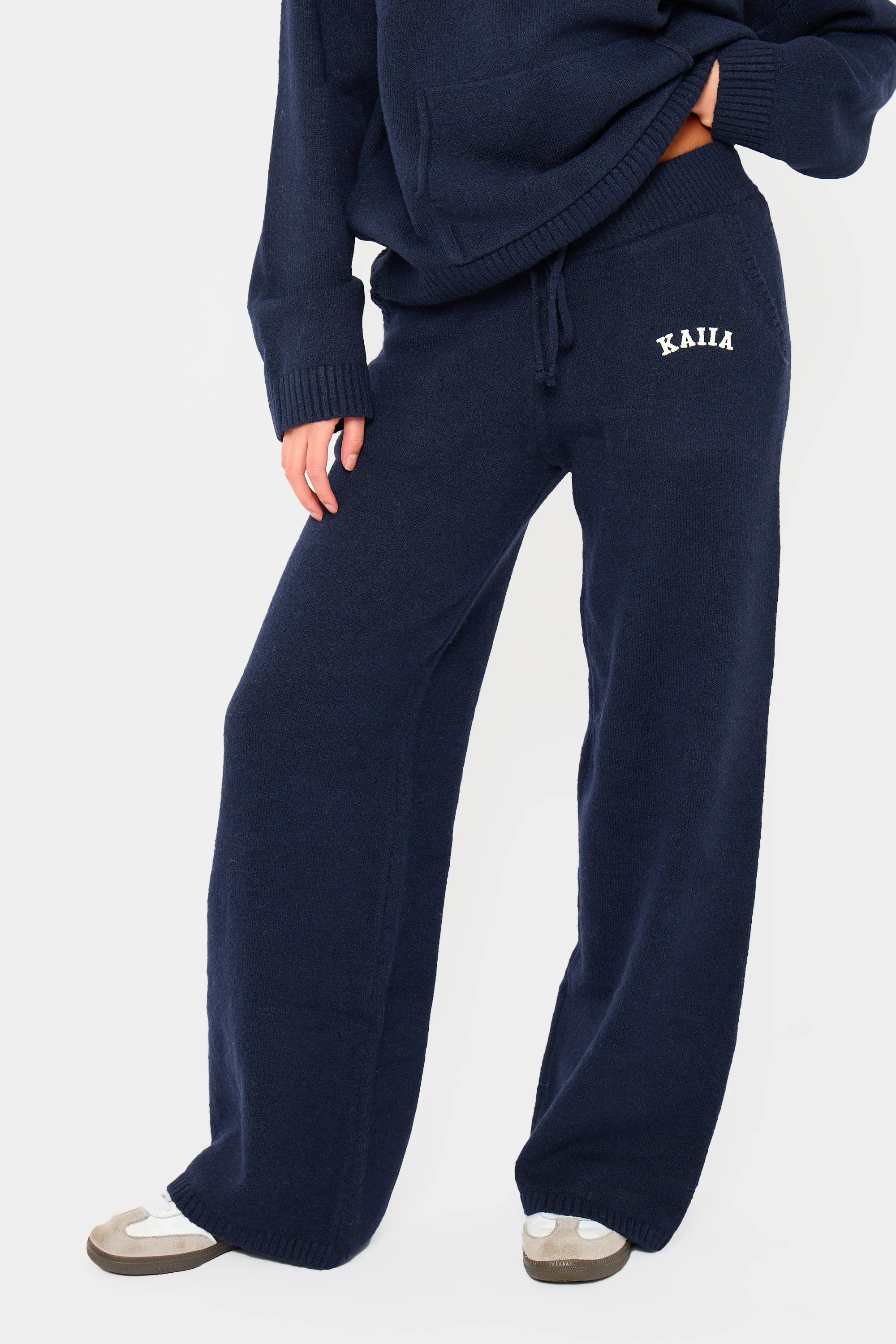 Kaiia Knit Wide Leg Trousers Navy sold by Kaiia the label product image thumbnail 3