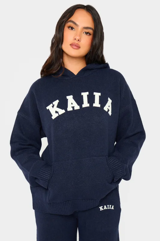 Kaiia Knit Oversized Hoodie Navy made by Kaiia the label