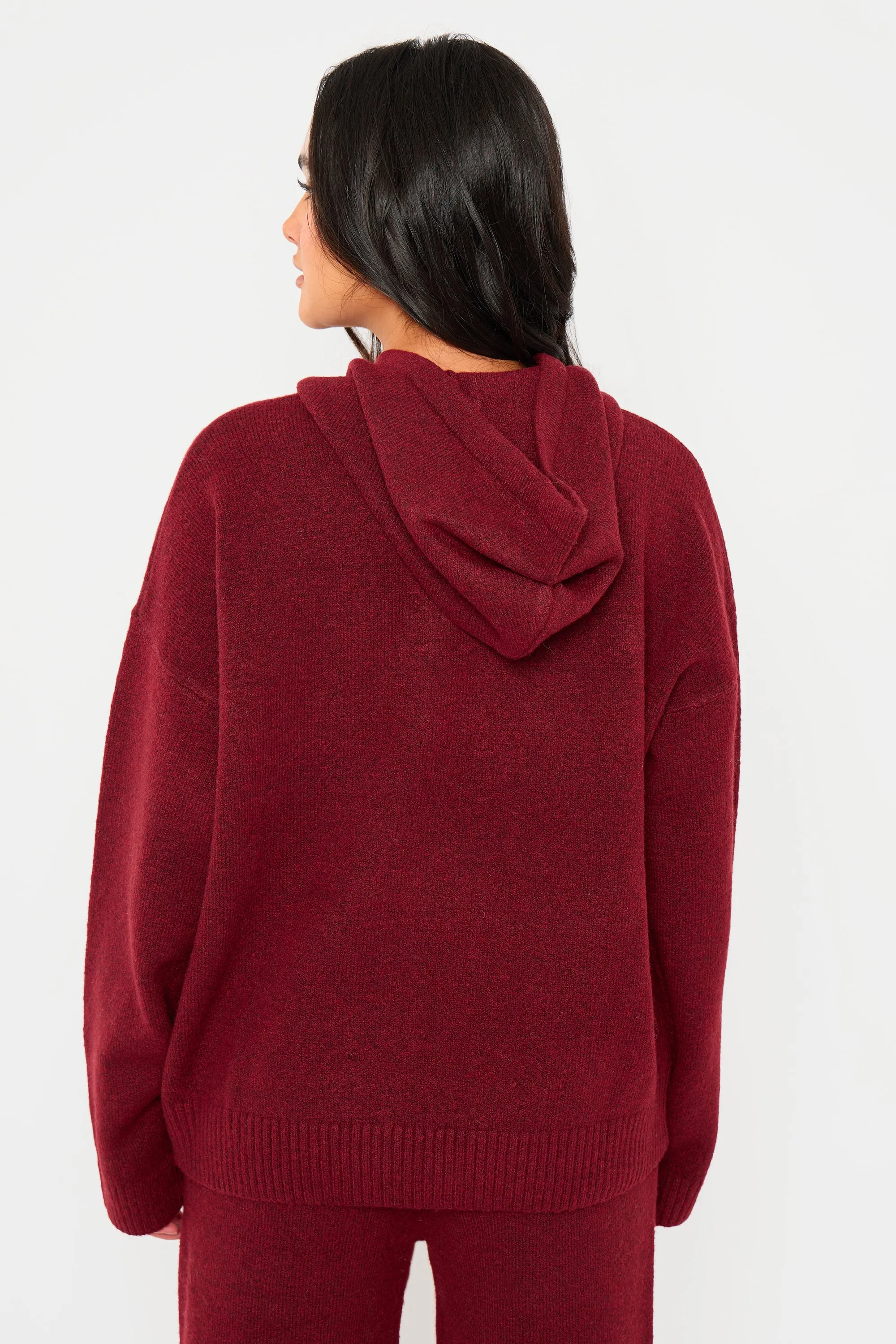 Kaiia Knit Oversized Hoodie Burgundy sold by Kaiia the label product image thumbnail 4