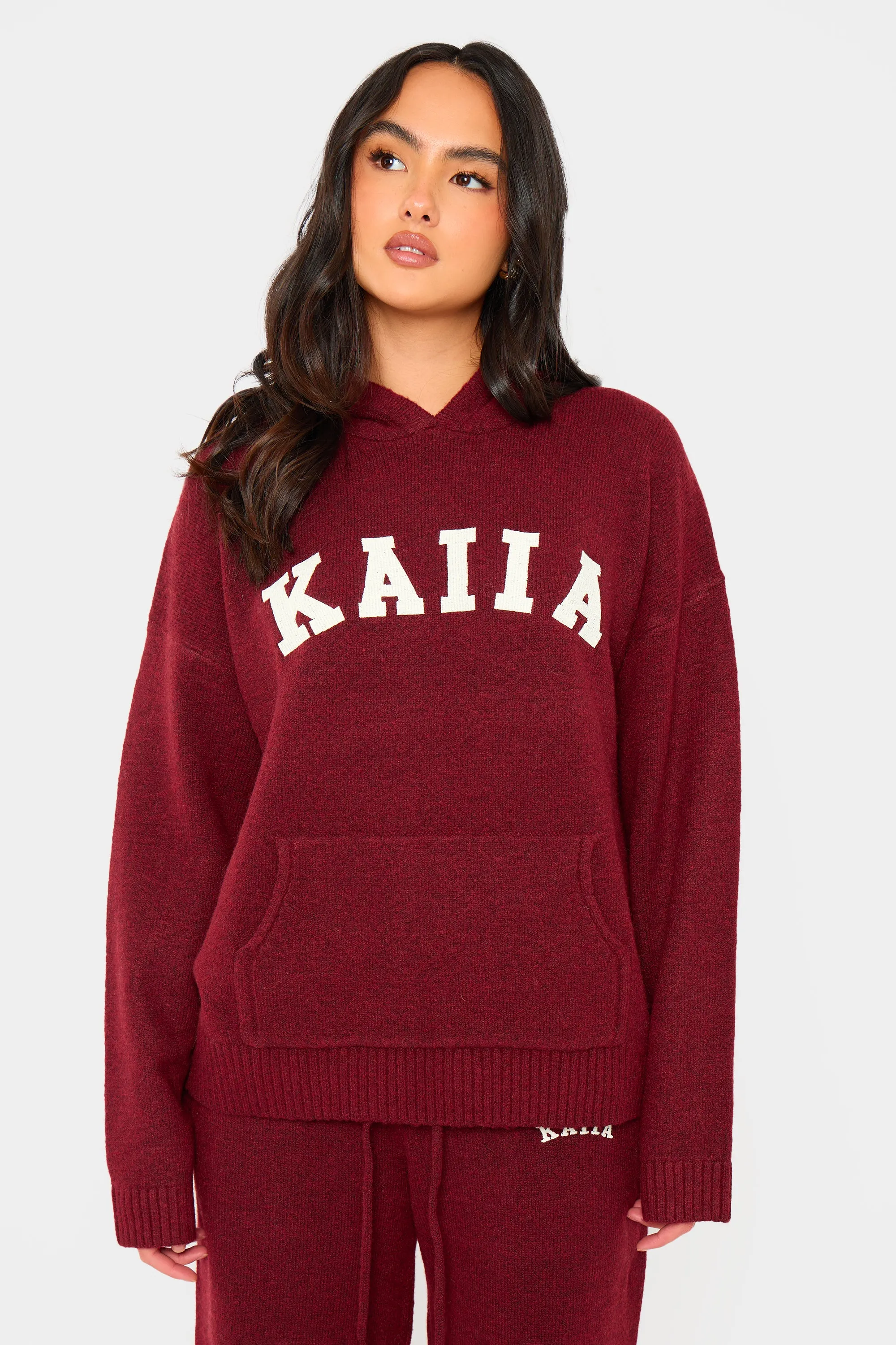 Kaiia Knit Oversized Hoodie Burgundy sold by Kaiia the label