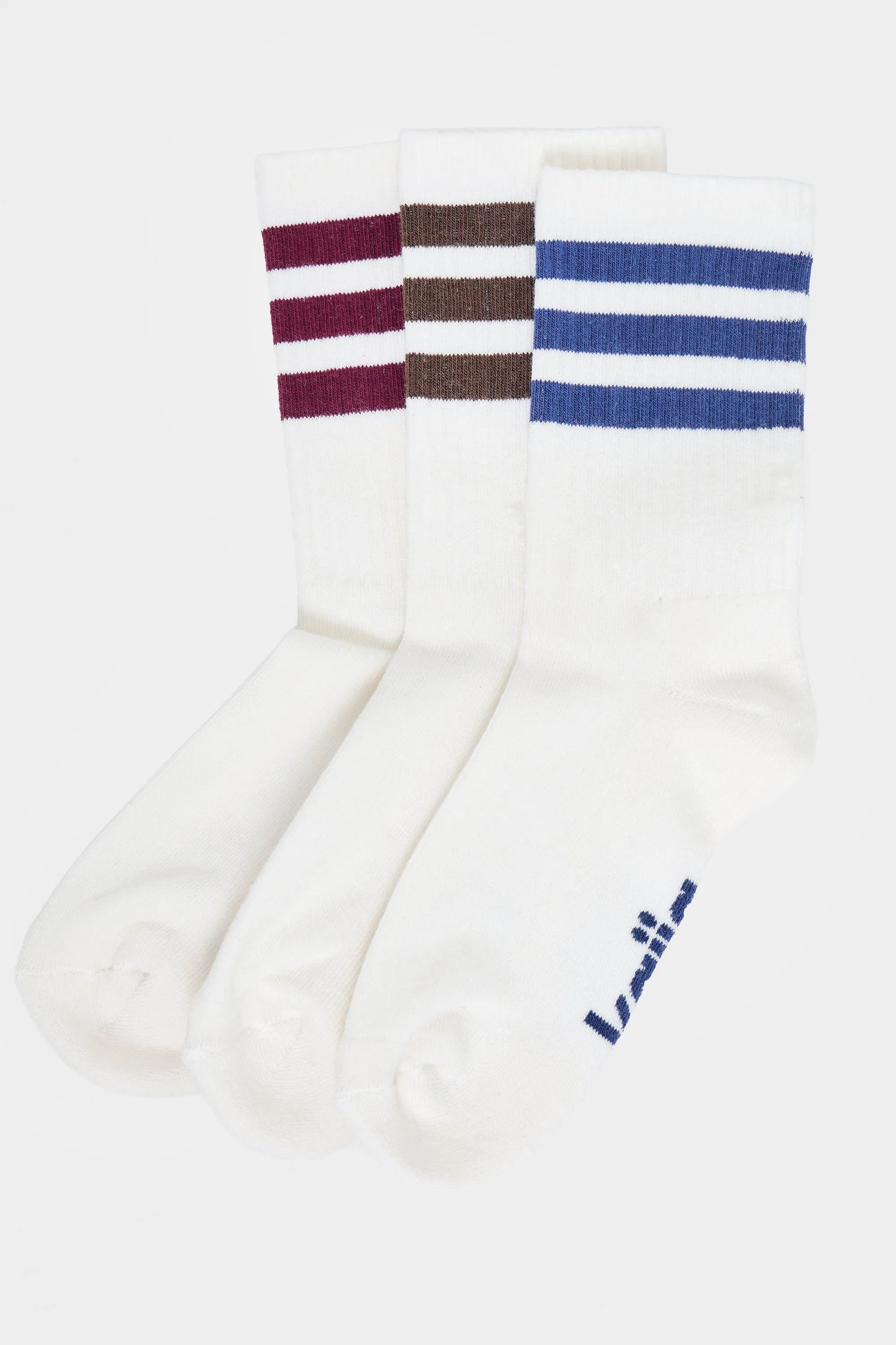 Pack of Three Kaiia Sport Stripe Socks Burgundy, Navy & Chocolate sold by Kaiia the label product image thumbnail 2
