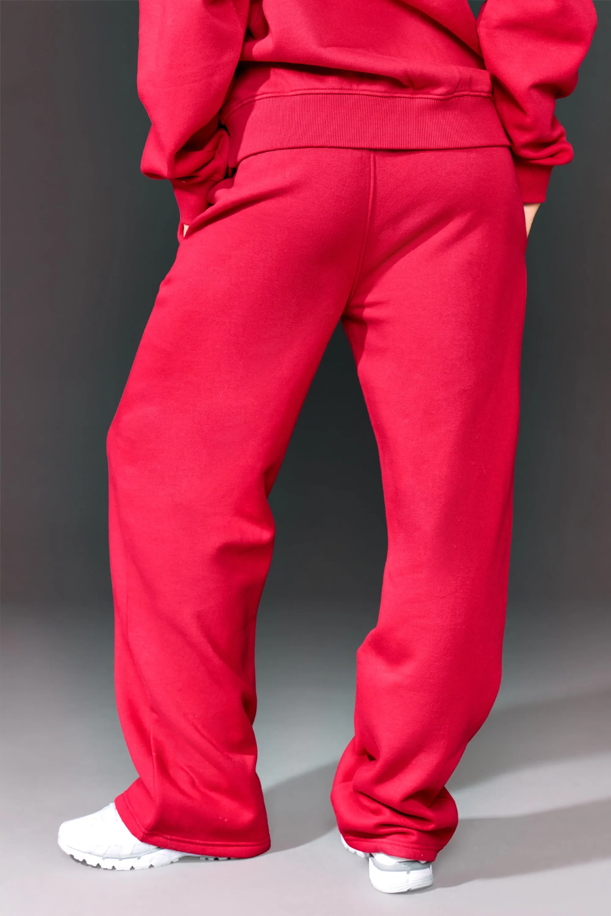 Kaiia Slogan High Waisted Wide Leg Joggers Red & Navy sold by Kaiia the label product image thumbnail 5