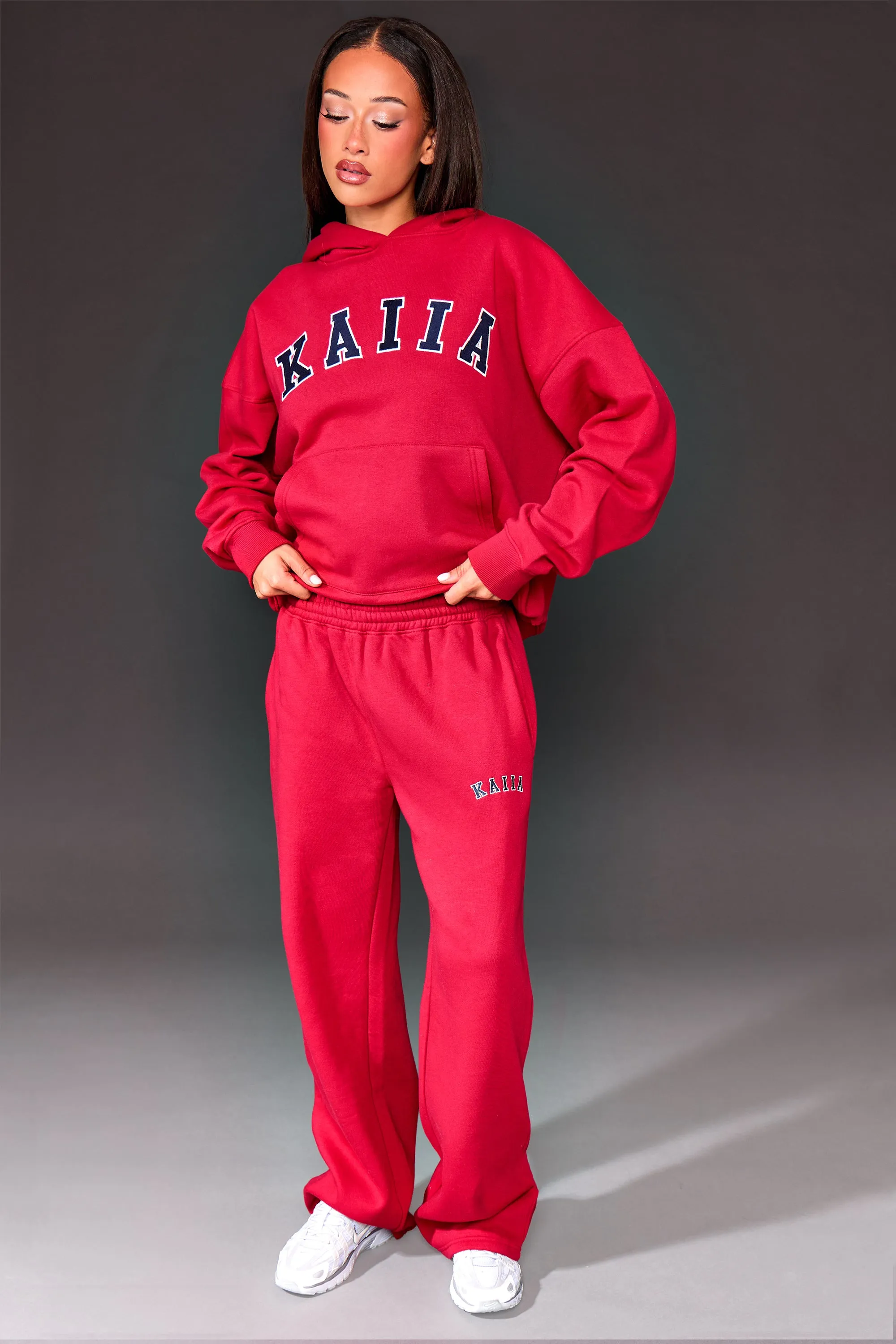 Kaiia Slogan Oversized Hoodie Red & Navy sold by Kaiia the label product image thumbnail 3