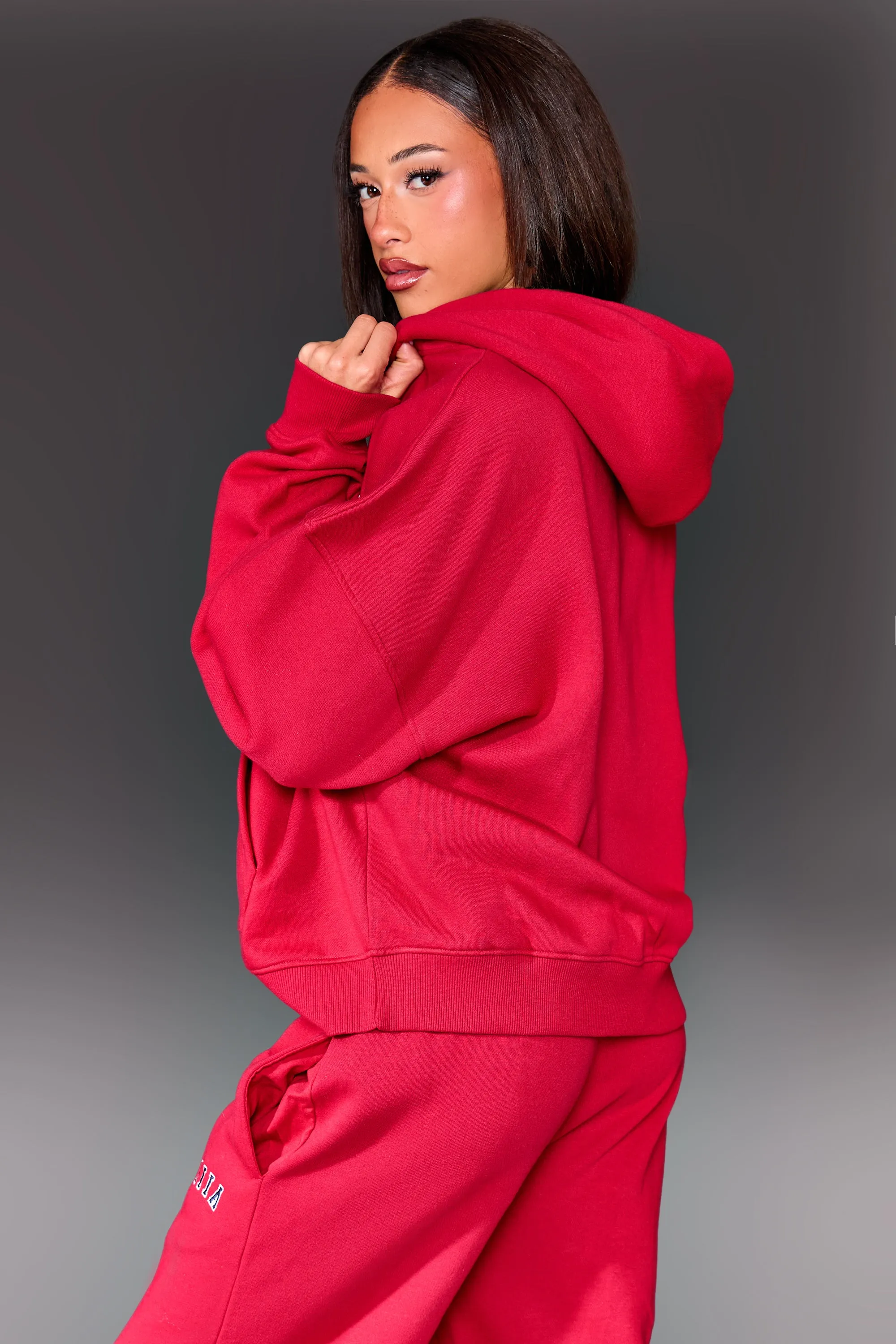 Kaiia Slogan Oversized Hoodie Red & Navy sold by Kaiia the label product image thumbnail 4