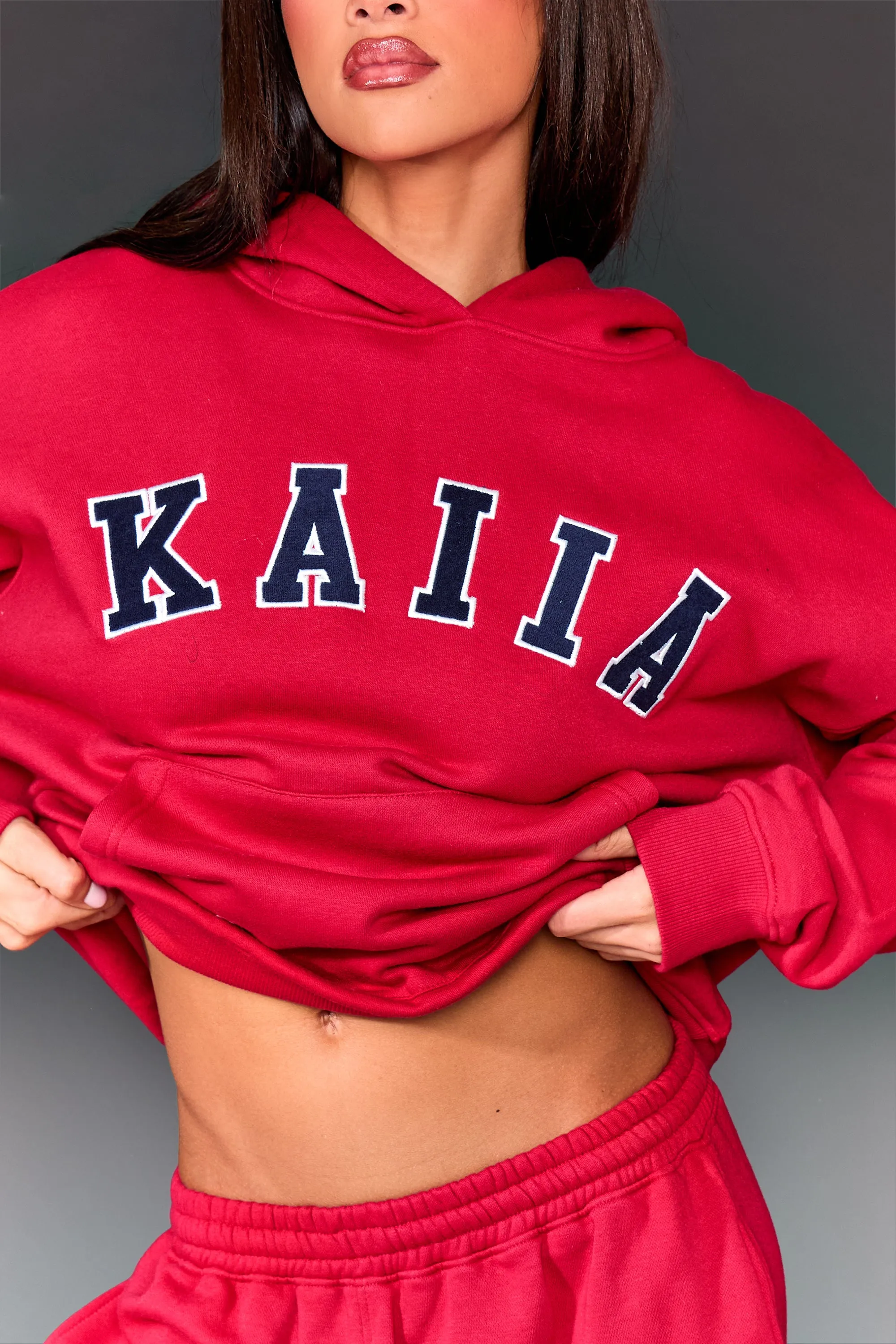 Kaiia Slogan Oversized Hoodie Red & Navy sold by Kaiia the label product image thumbnail 2