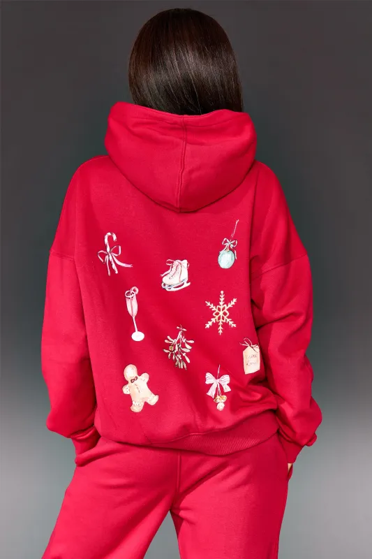 Kaiia Christmas Icon Oversized Hoodie Red made by Kaiia the label