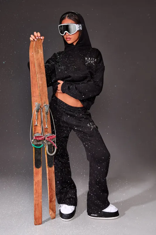 Kaiia Slogan Flared Joggers Black & Silver sold by Kaiia the label