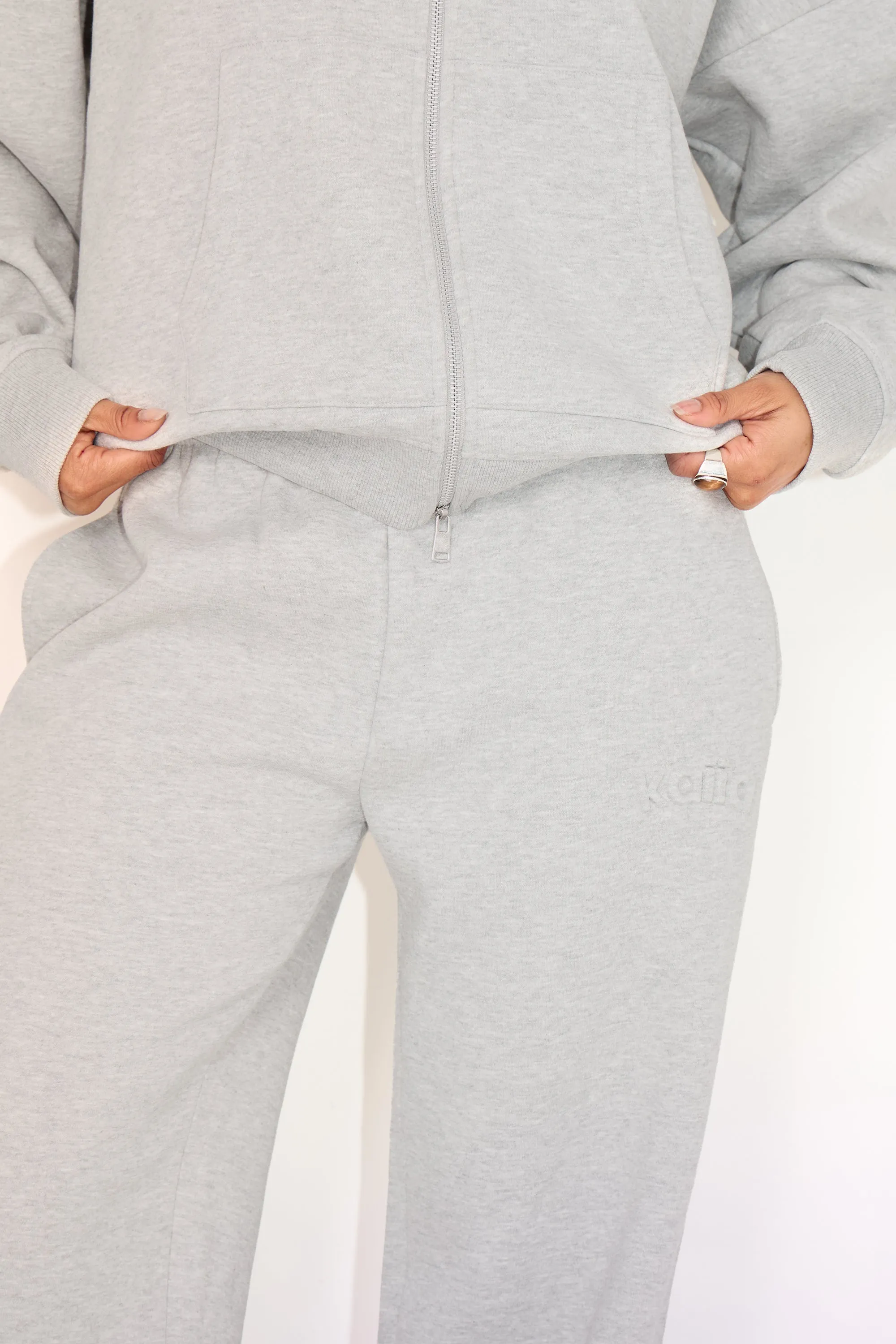 Kaiia Embossed Logo Wide Leg Joggers Mid Grey Marl sold by Kaiia the label product image thumbnail 2