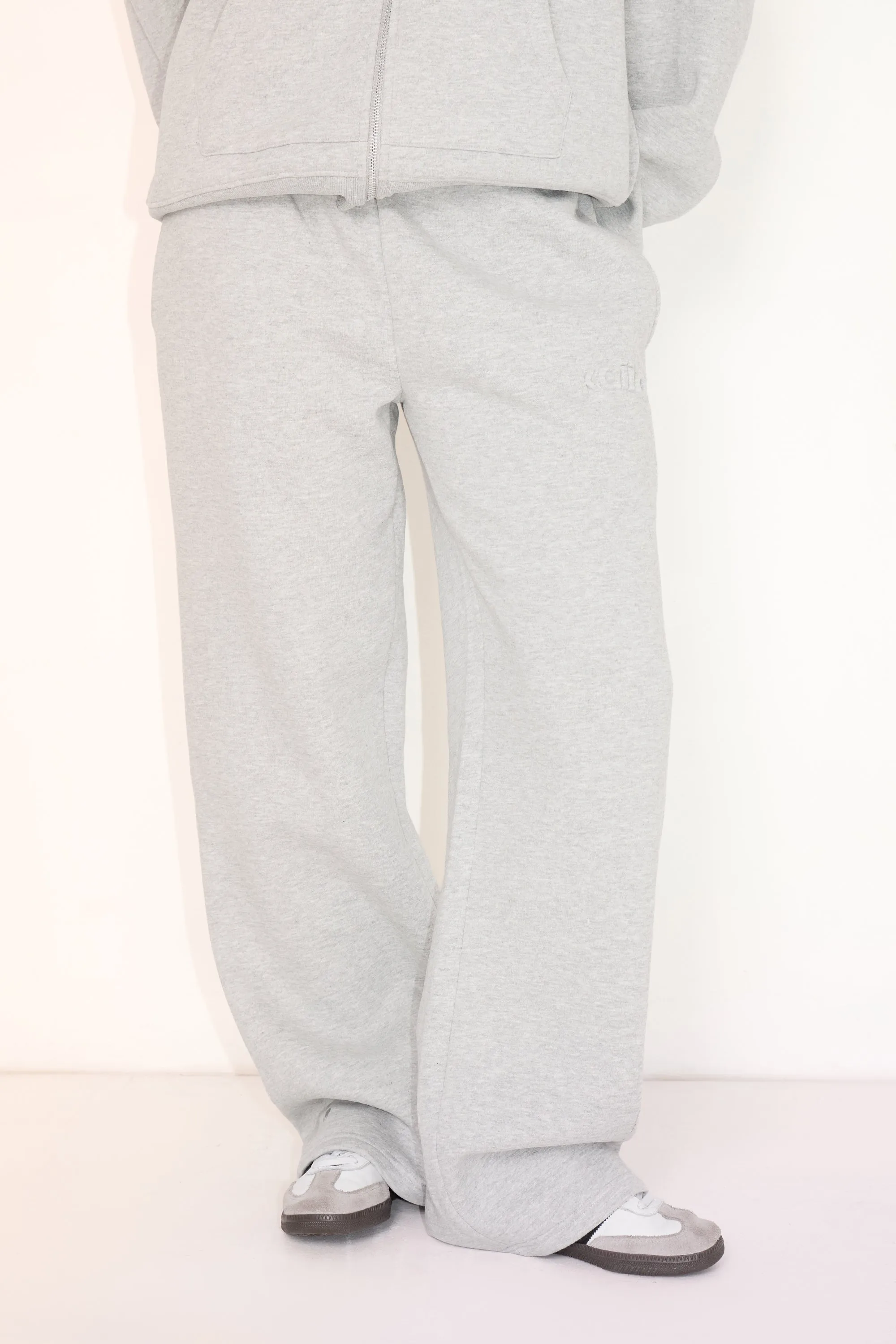 Kaiia Embossed Logo Wide Leg Joggers Mid Grey Marl sold by Kaiia the label product image thumbnail 3