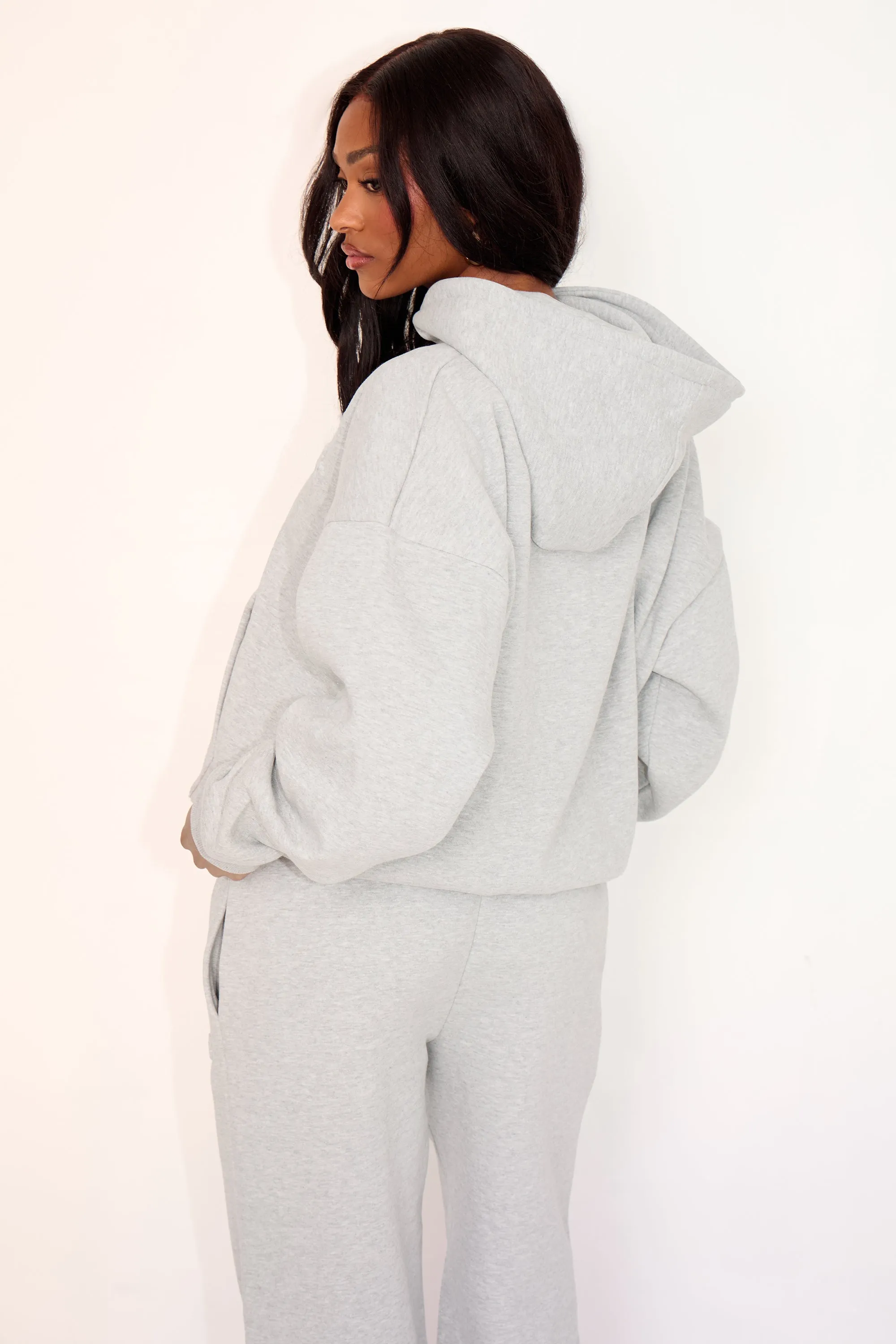 Kaiia Embossed Logo Zip Through Oversized Hoodie Mid Grey Marl sold by Kaiia the label product image thumbnail 3