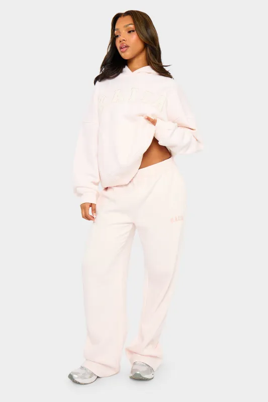 Kaiia Slogan Wide Leg Joggers Shell Pink made by Kaiia the label