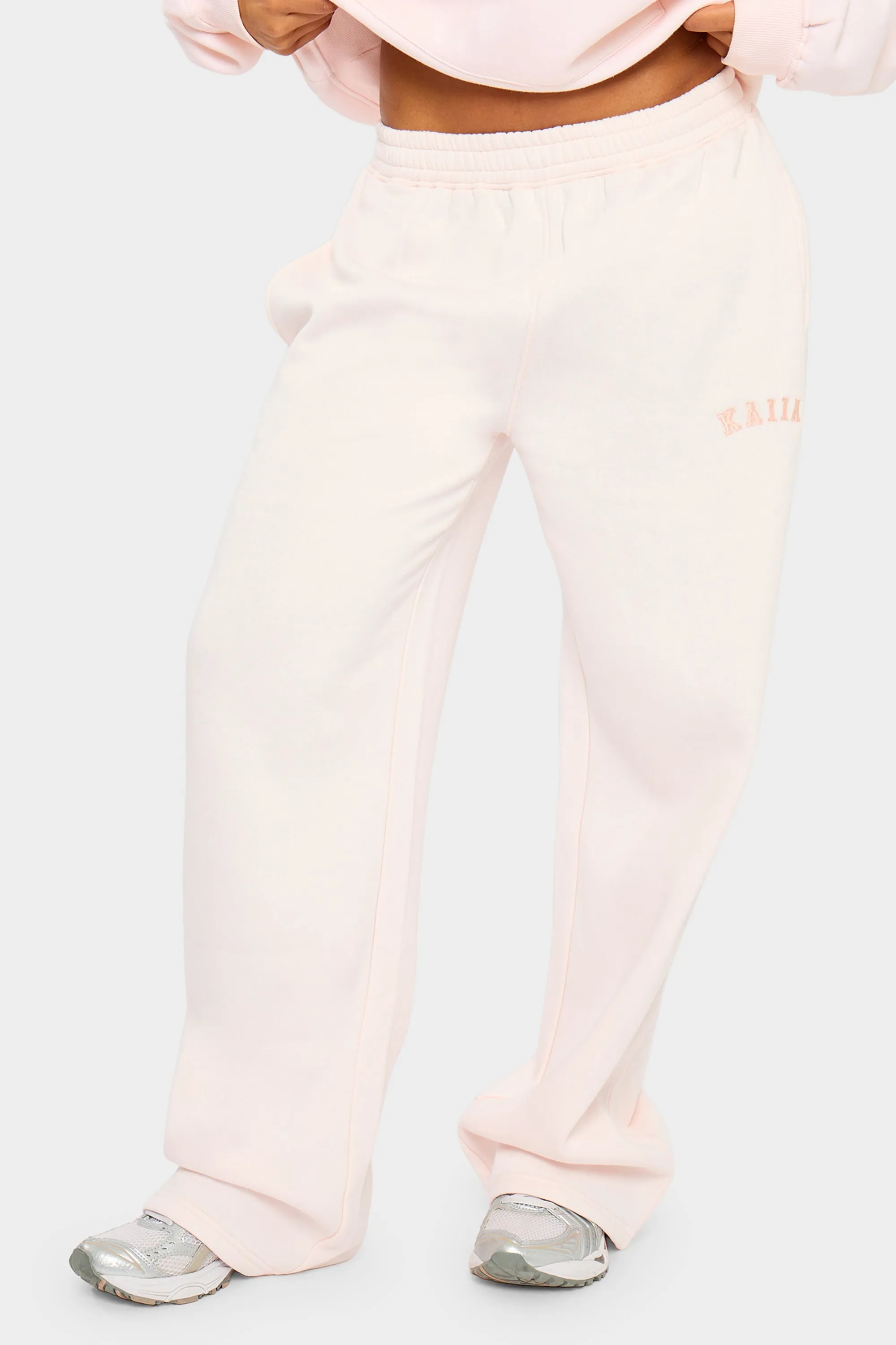 Kaiia Slogan Wide Leg Joggers Shell Pink sold by Kaiia the label product image thumbnail 3