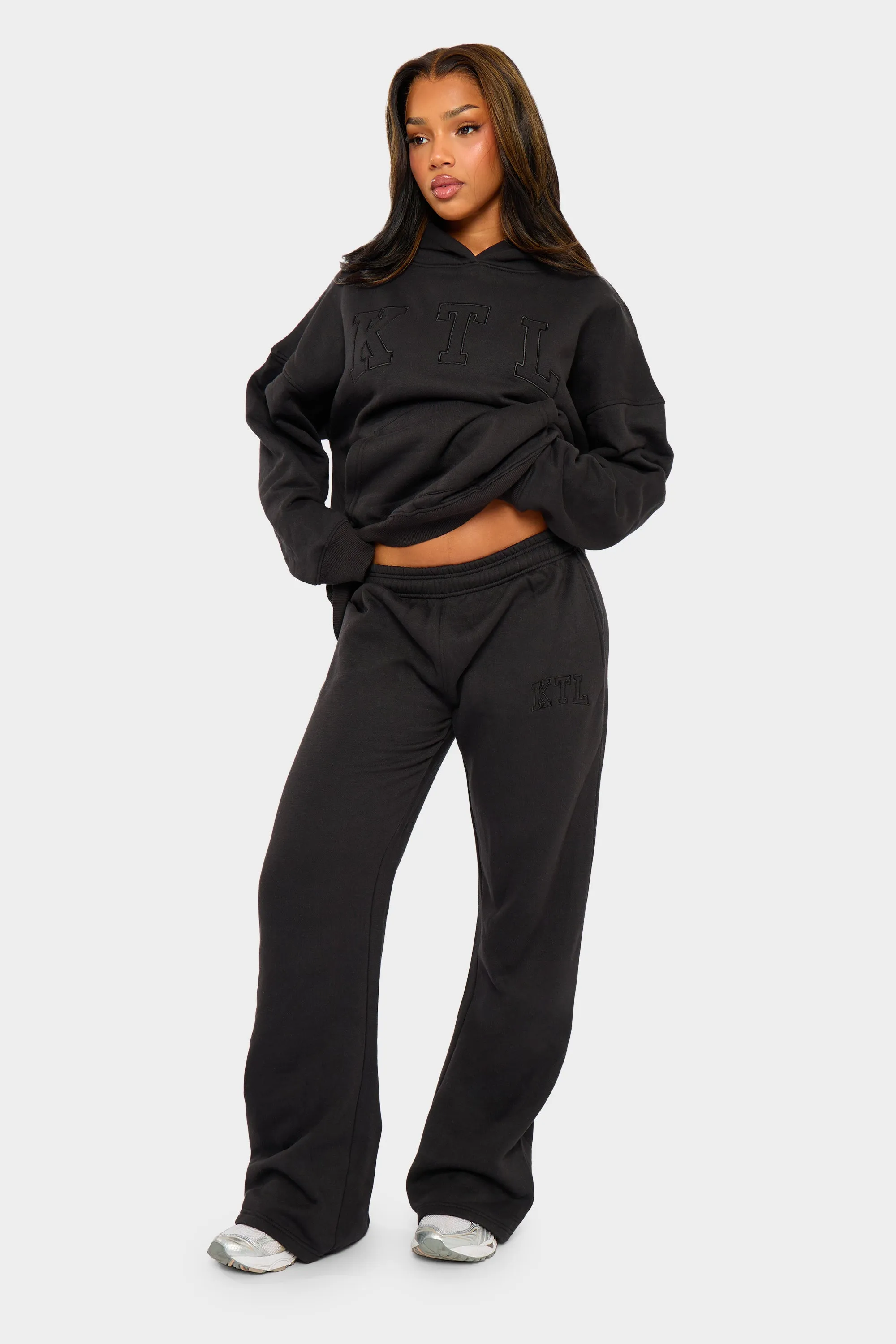 Kaiia KTL Logo Wide Leg Joggers Black on Black sold by Kaiia the label