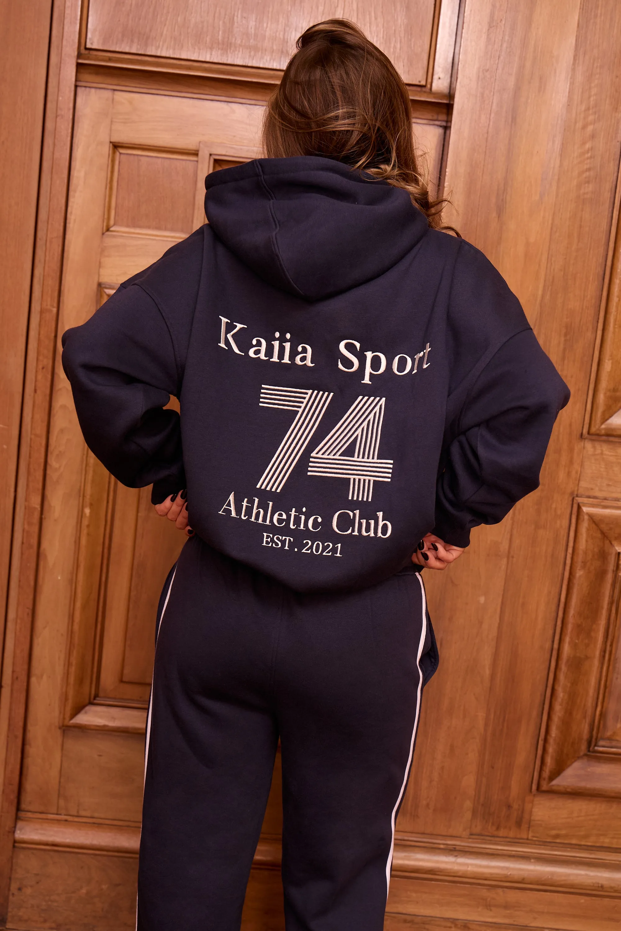 Kaiia Sport Athletic Club Oversized Hoodie Navy & White sold by Kaiia the label product image thumbnail 2