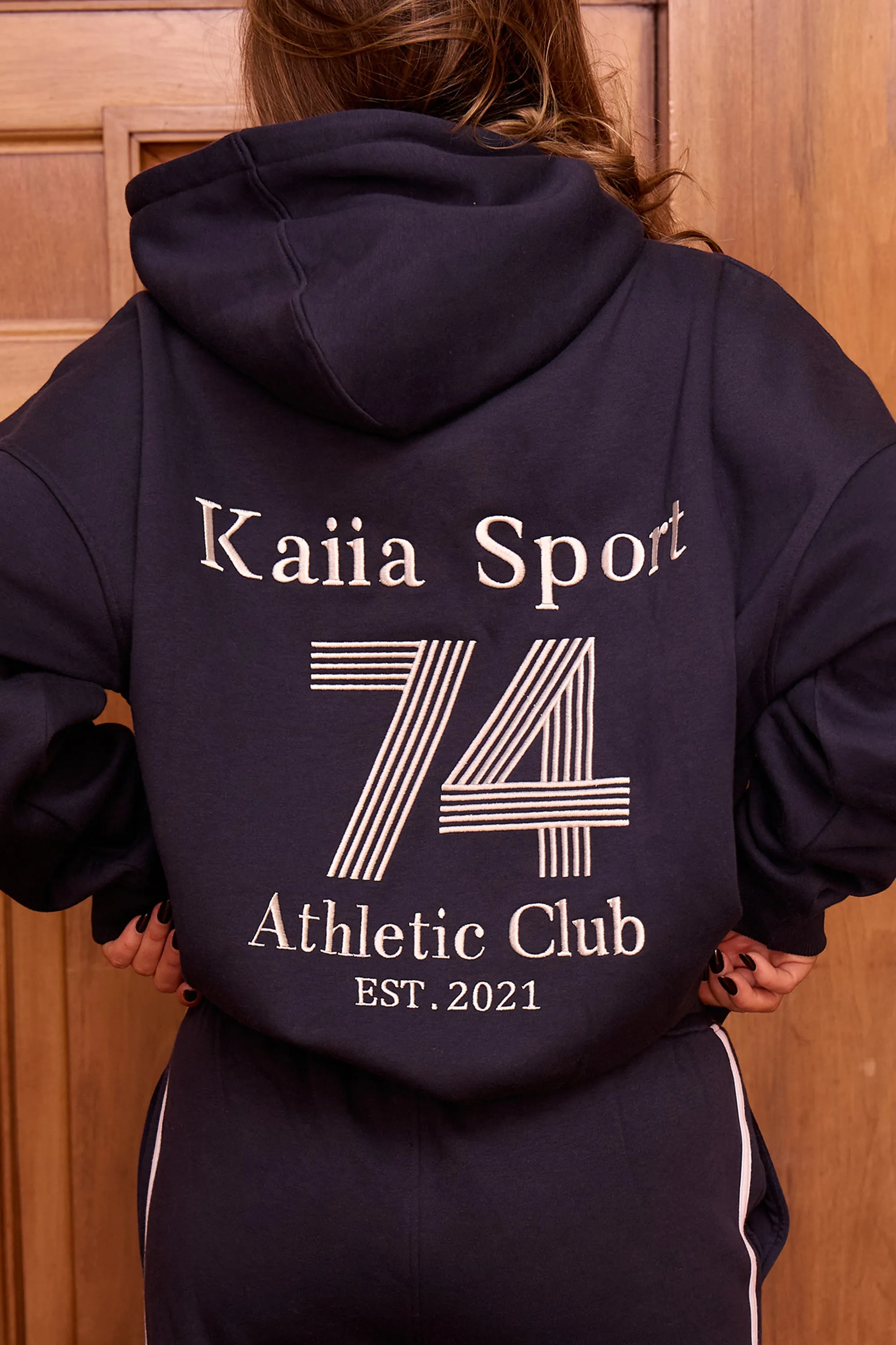 Kaiia Sport Athletic Club Oversized Hoodie Navy & White sold by Kaiia the label product image thumbnail 4