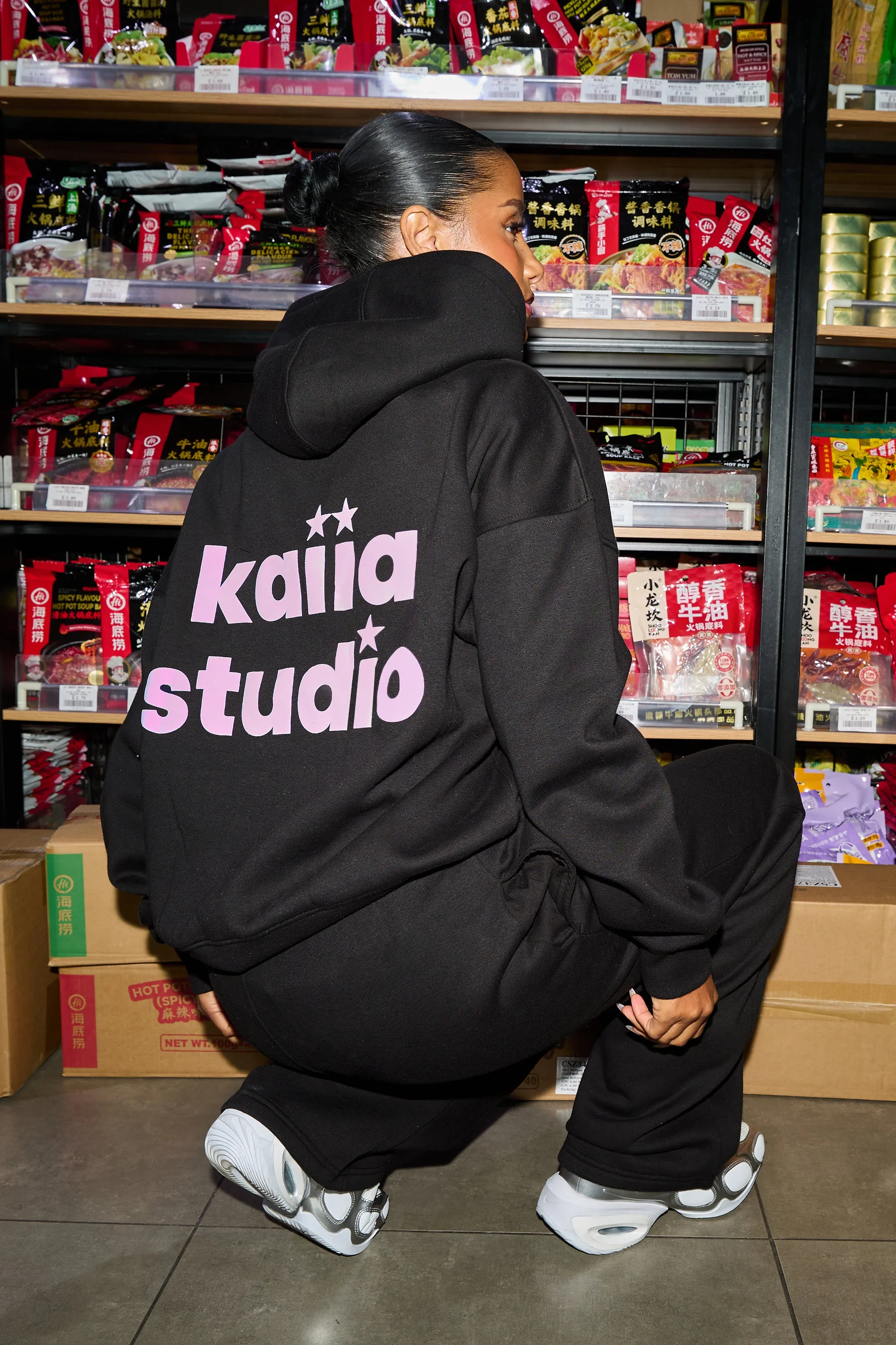 Kaiia Studio Star Oversized Hoodie Black & Shell Pink sold by Kaiia the label product image thumbnail 2