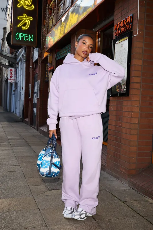Kaiia Logo Wide Leg Joggers Lilac & Royal Purple made by Kaiia the label