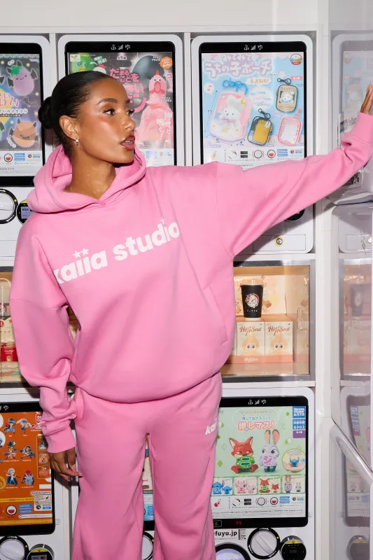 Kaiia Studio Star Oversized Hoodie Magenta Pink & Shell Pink made by Kaiia the label