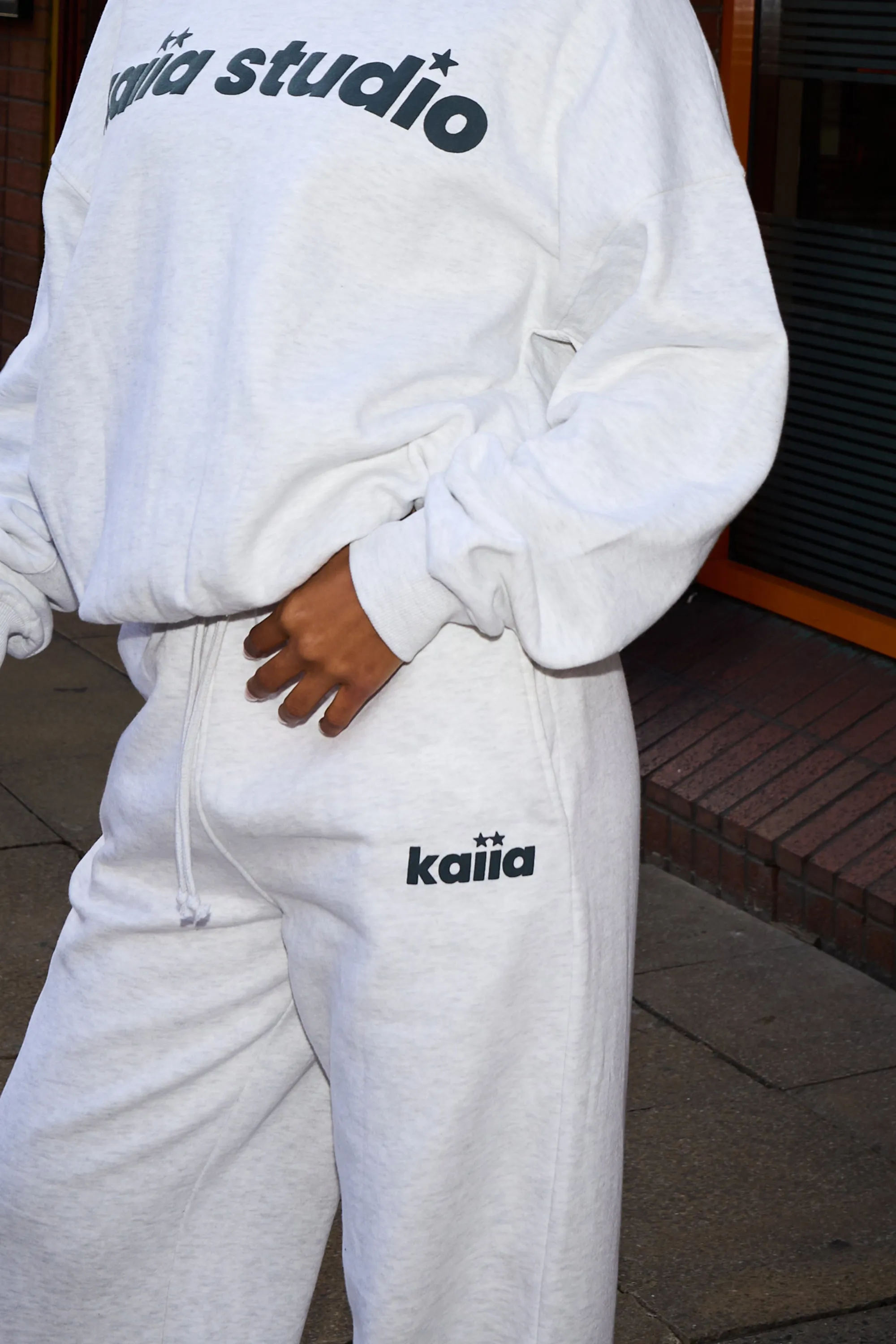 Kaiia Star Logo Straight Leg Joggers Light Grey Marl & Dark Grey sold by Kaiia the label product image thumbnail 2