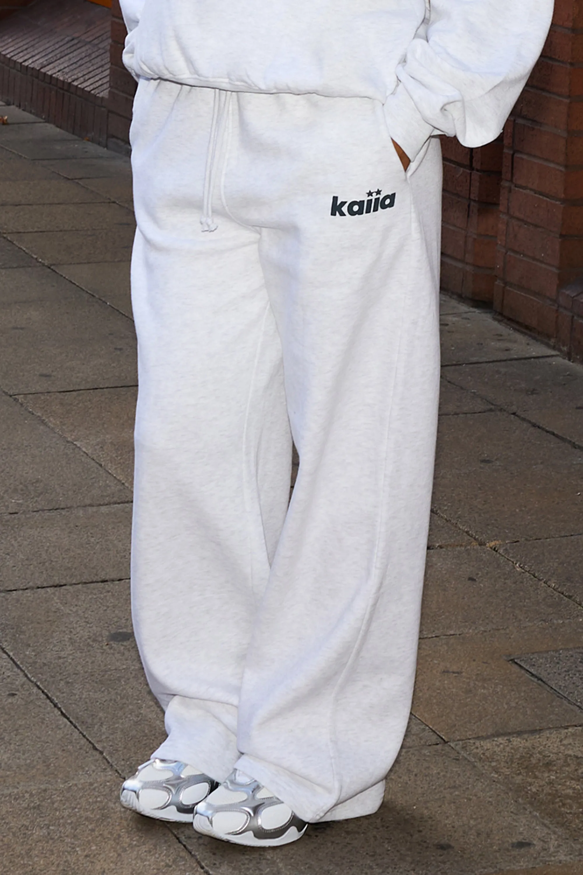 Kaiia Star Logo Straight Leg Joggers Light Grey Marl & Dark Grey sold by Kaiia the label product image thumbnail 3