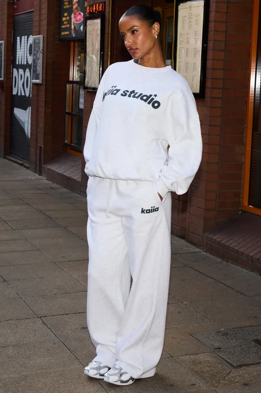 Kaiia Star Logo Straight Leg Joggers Light Grey Marl & Dark Grey made by Kaiia the label