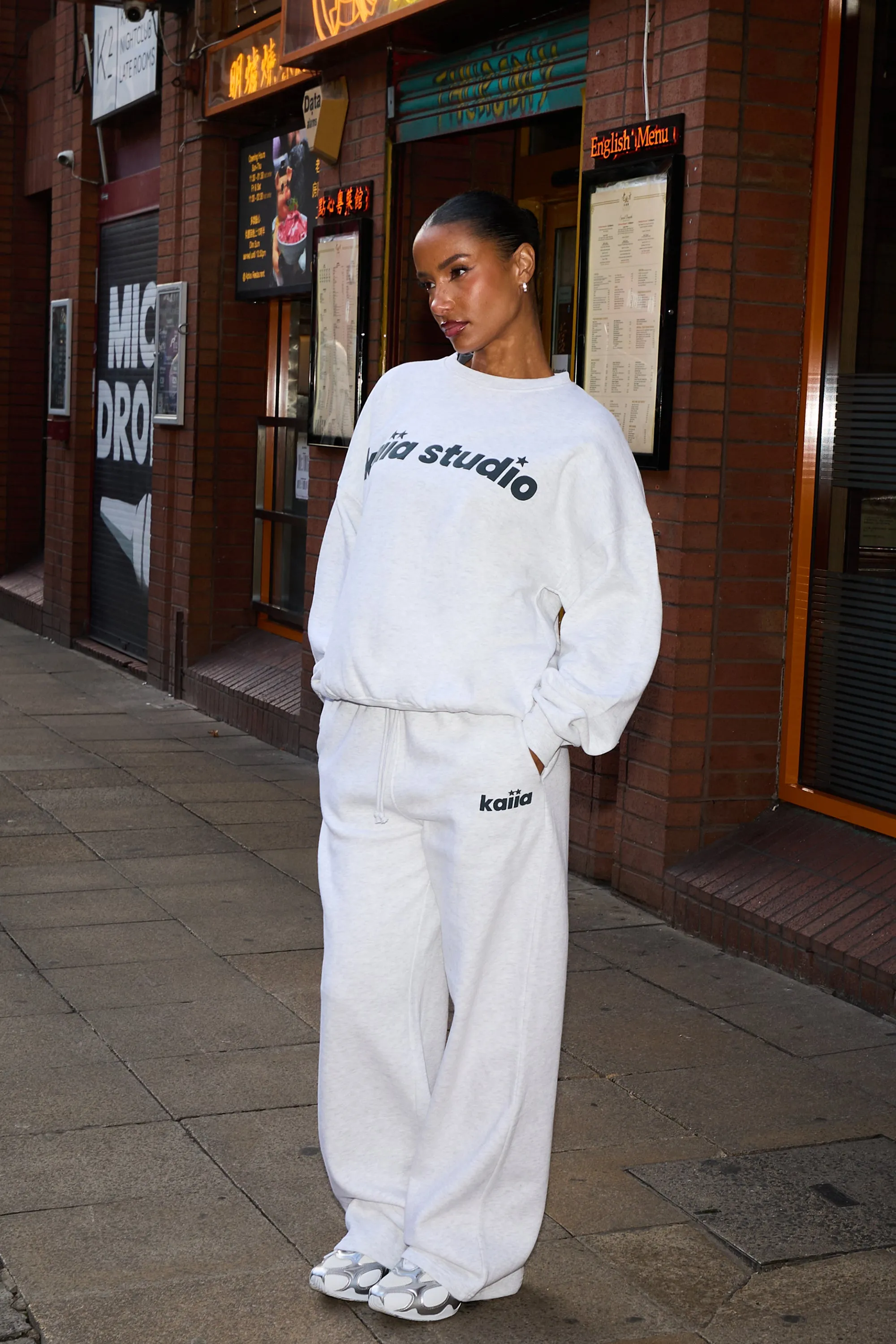 Kaiia Studio Star Oversized Sweatshirt Light Grey Marl & Dark Grey sold by Kaiia the label product image thumbnail 3