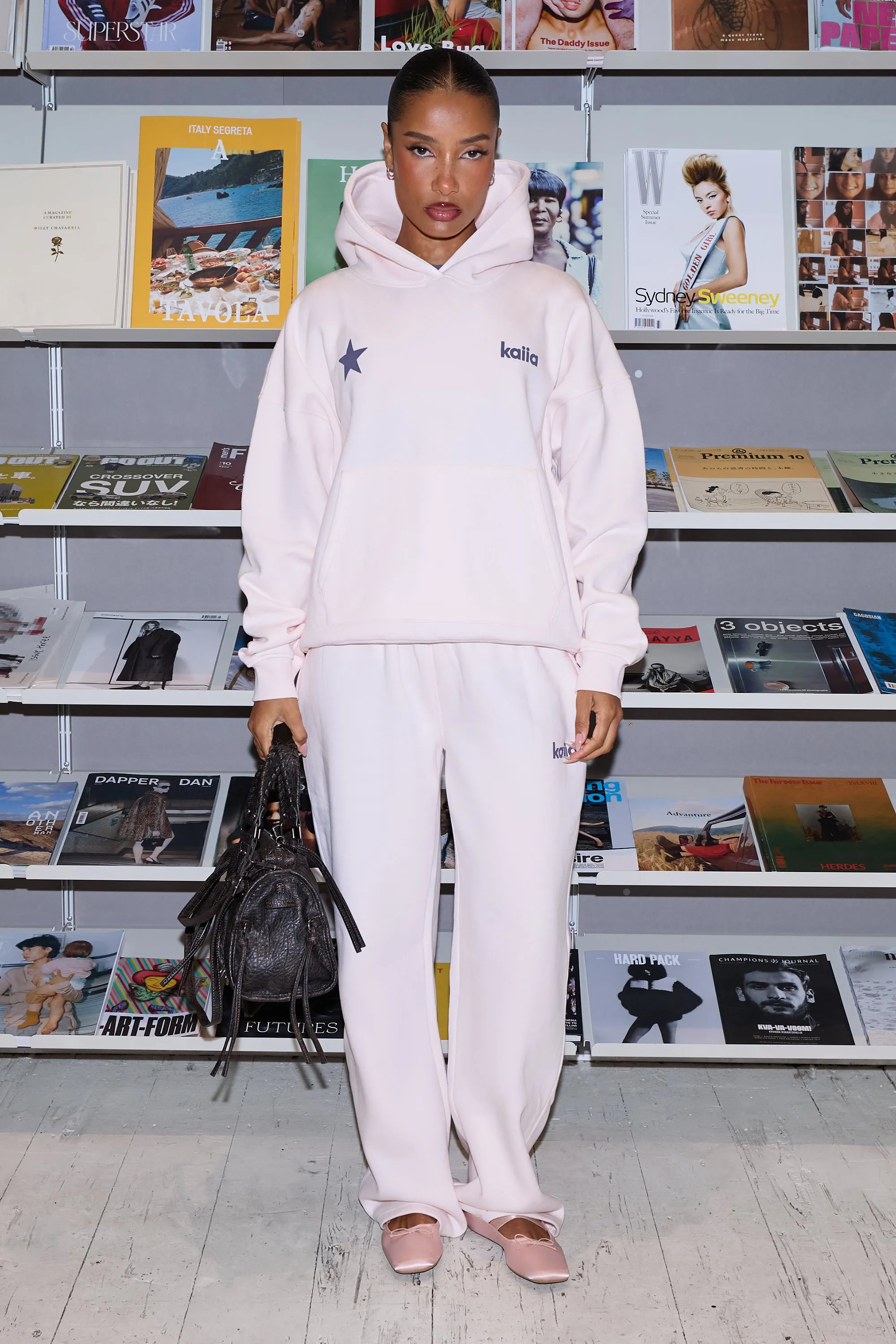 Kaiia Star Graphic Oversized Hoodie Shell Pink & Dark Grey sold by Kaiia the label product image thumbnail 3