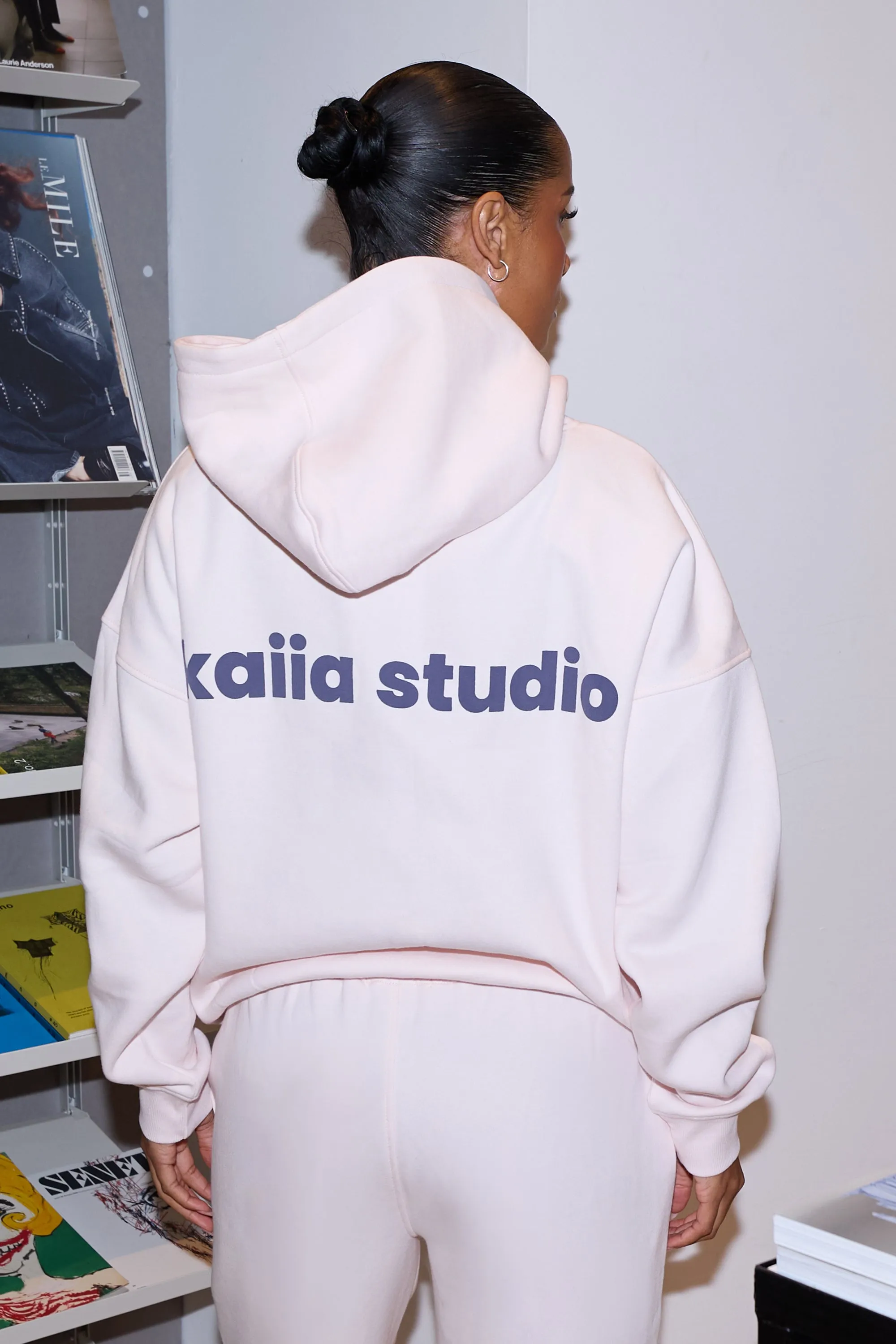 Kaiia Star Graphic Oversized Hoodie Shell Pink & Dark Grey sold by Kaiia the label product image thumbnail 4