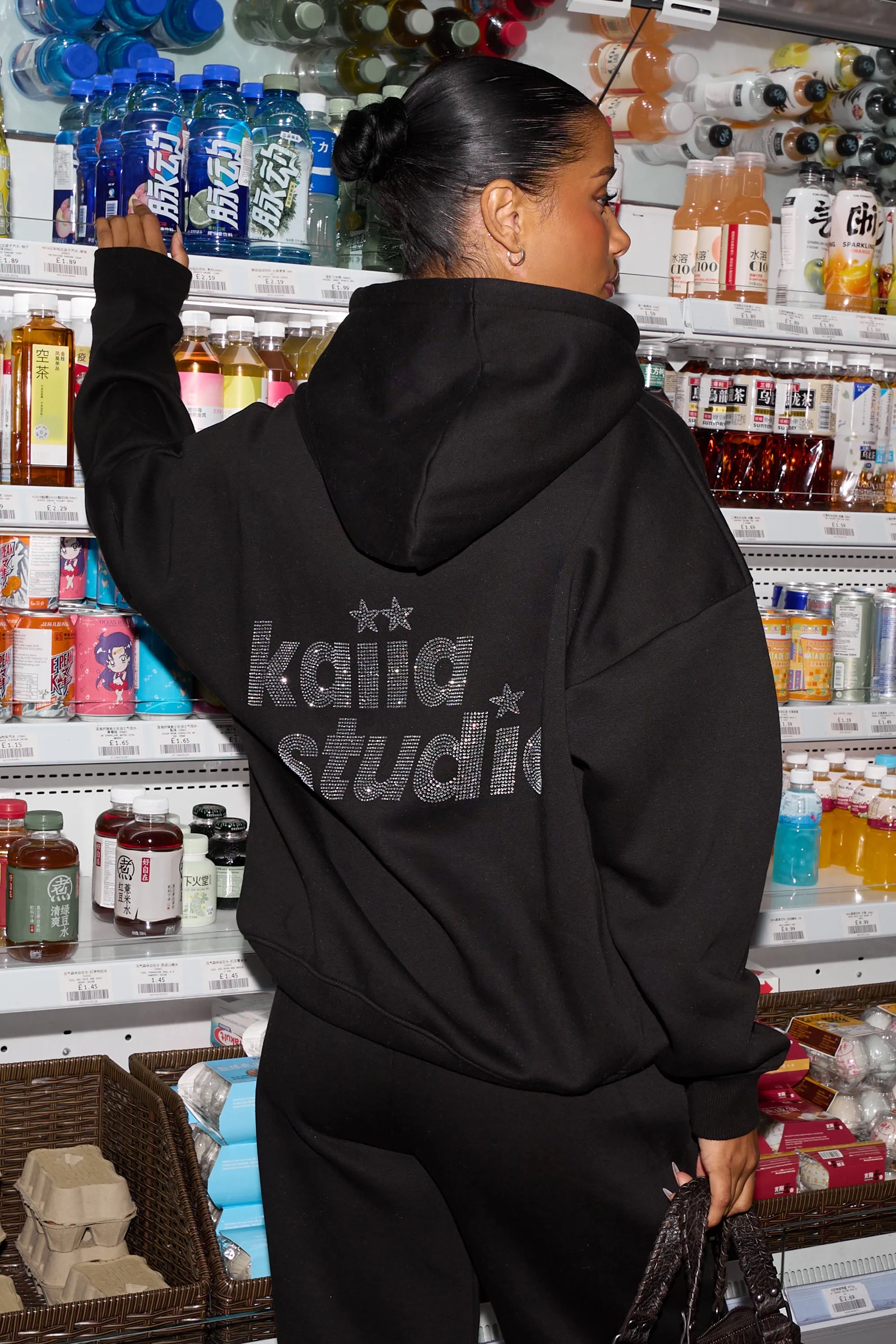 Kaiia Studio Diamante Oversized Hoodie Black sold by Kaiia the label product image thumbnail 4